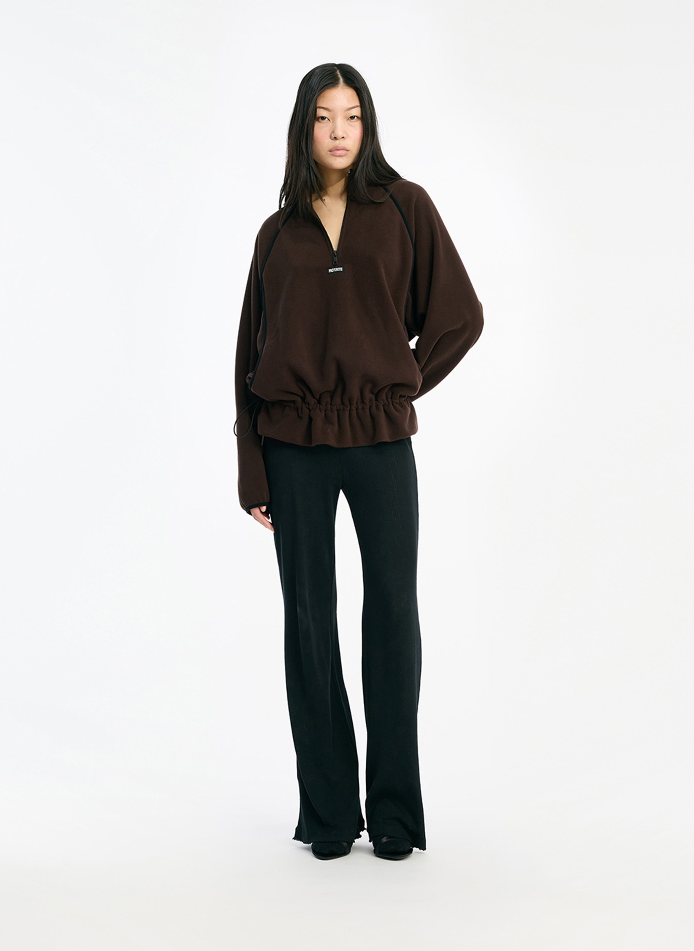 Plain loose-fit sweatshirt with a high neck ROTATE Brown