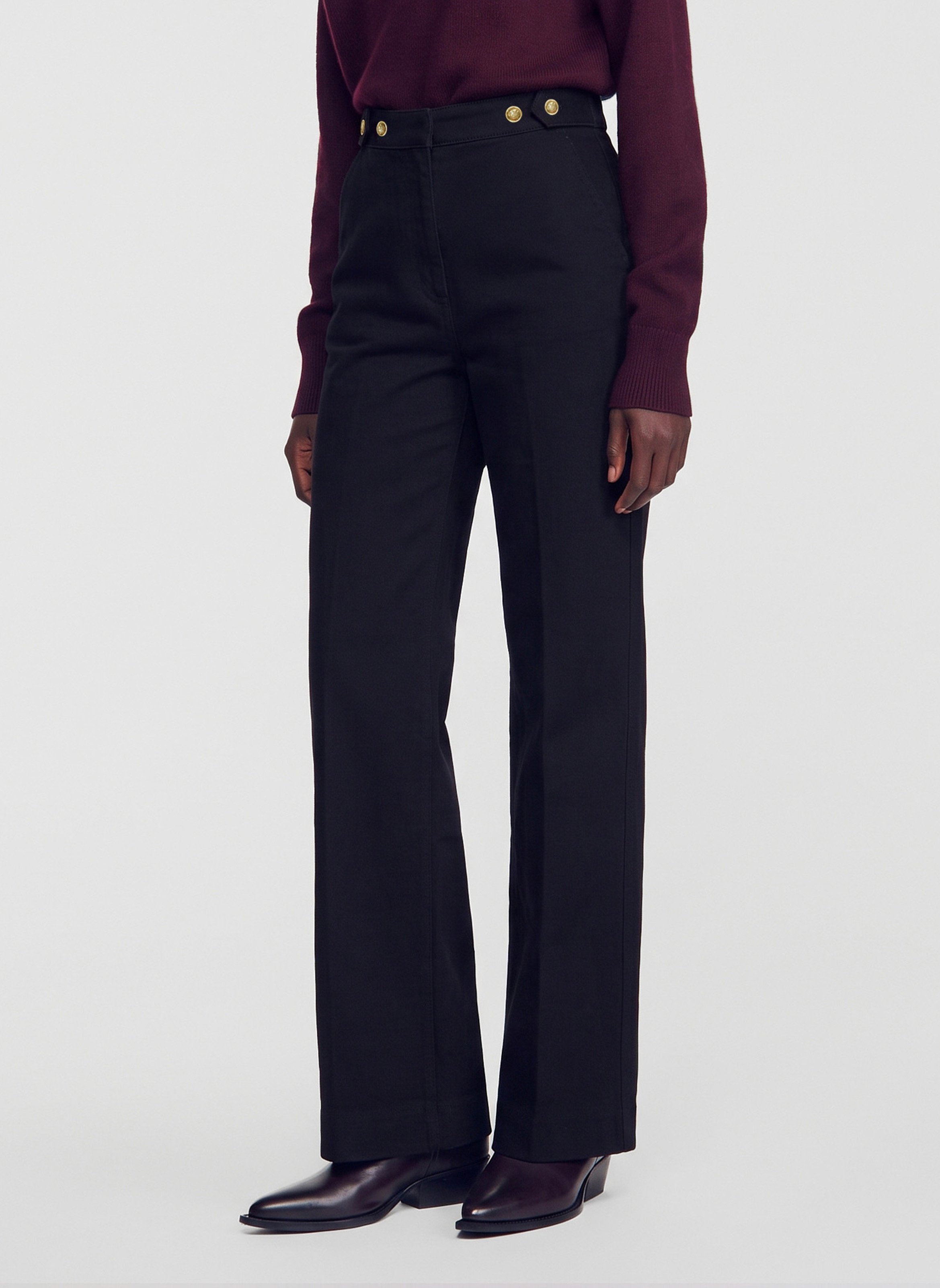 Grote katoenen jeans SANDRO Zwart