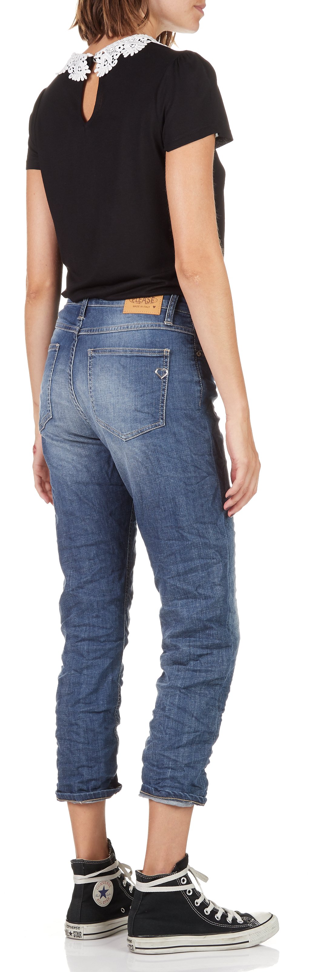 Jean cropped délavé PLEASE Bleu