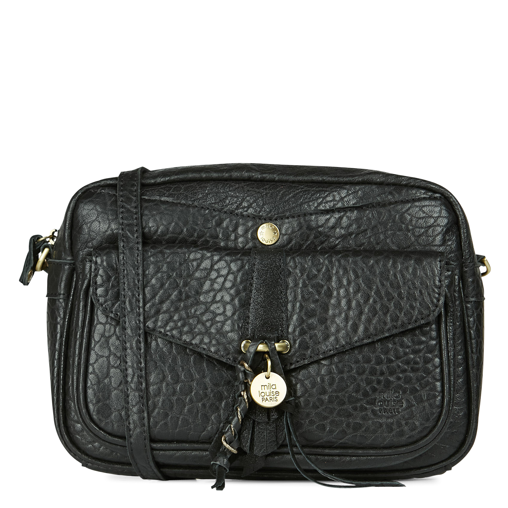 Schoudertas met krokodillenmotief MILA LOUISE Zwart
