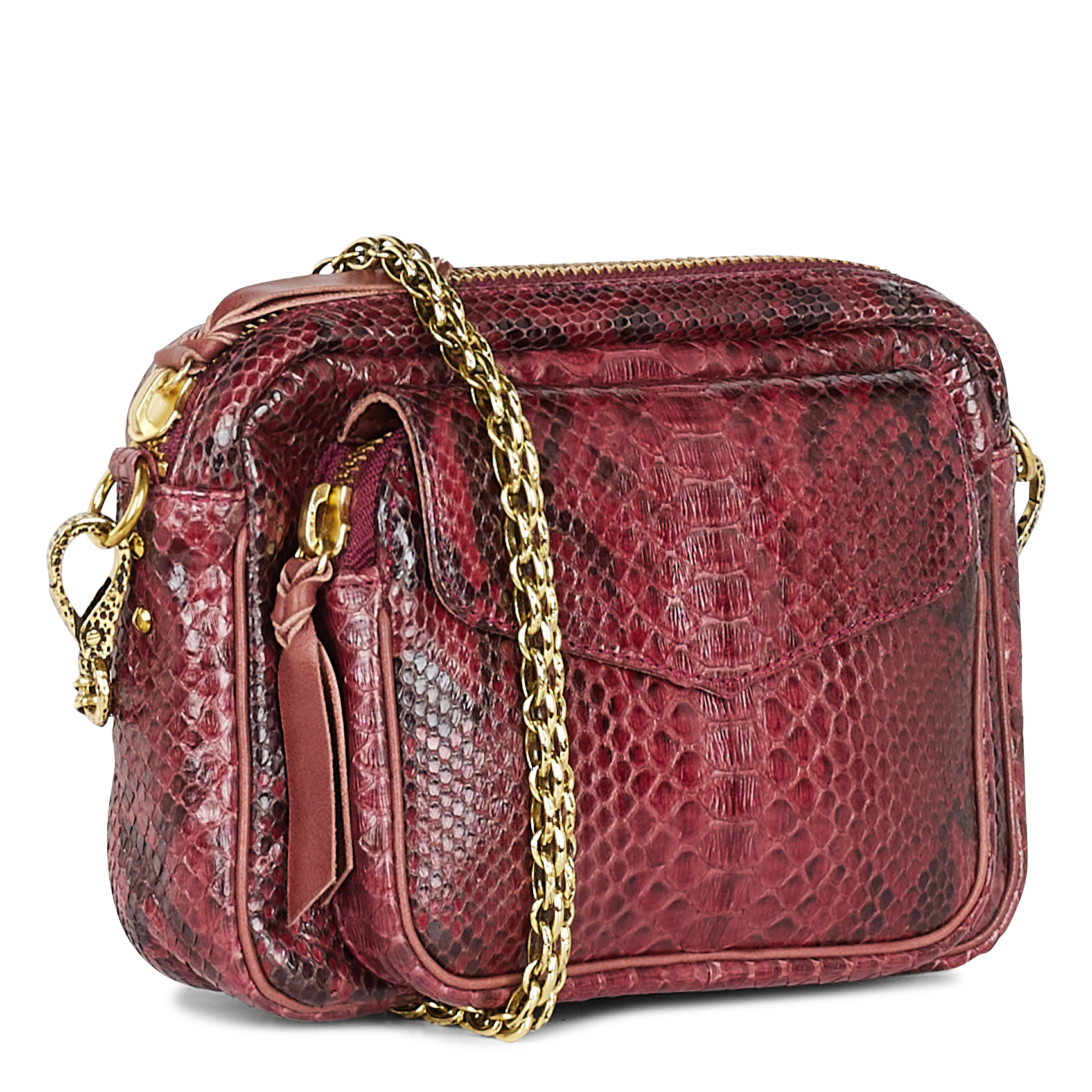 Sac bandoulière en python CLARIS VIROT Rouge