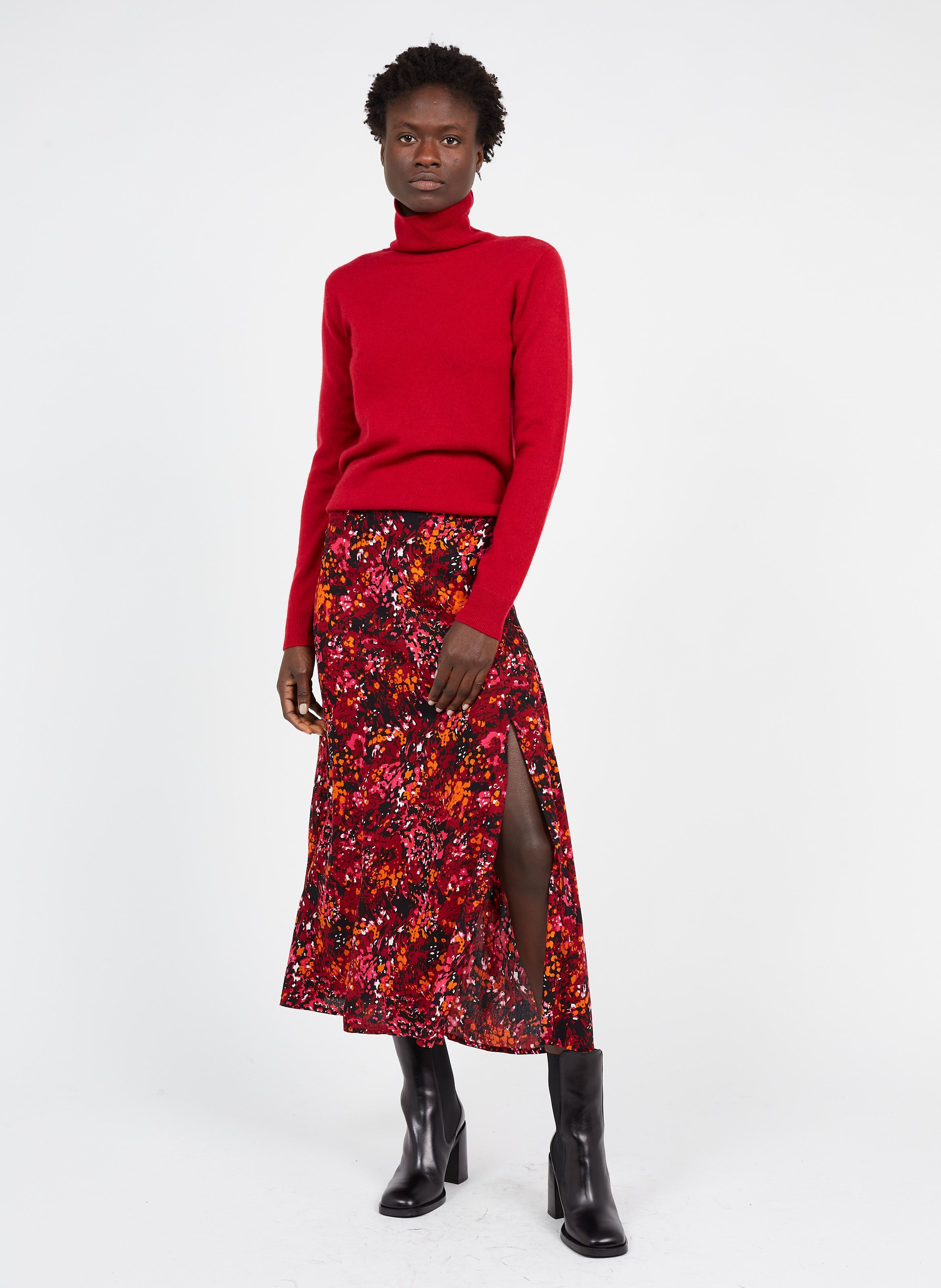 Floral meadow bias outlet cut skirt