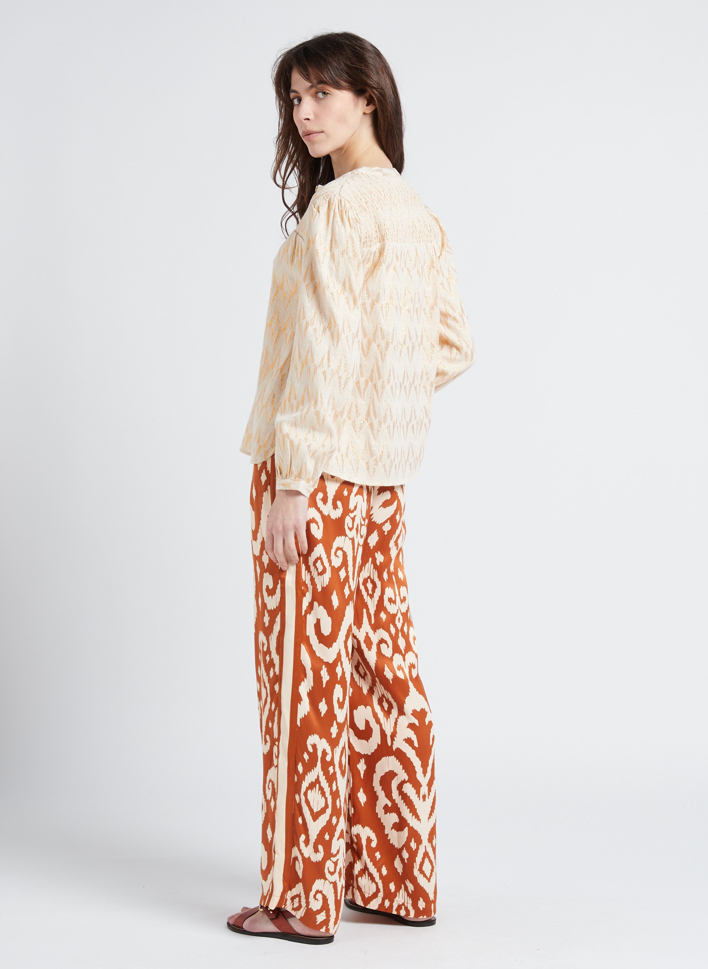 Loose-fit cotton-blend shirt with mandarin collar LA PETITE ETOILE Golden