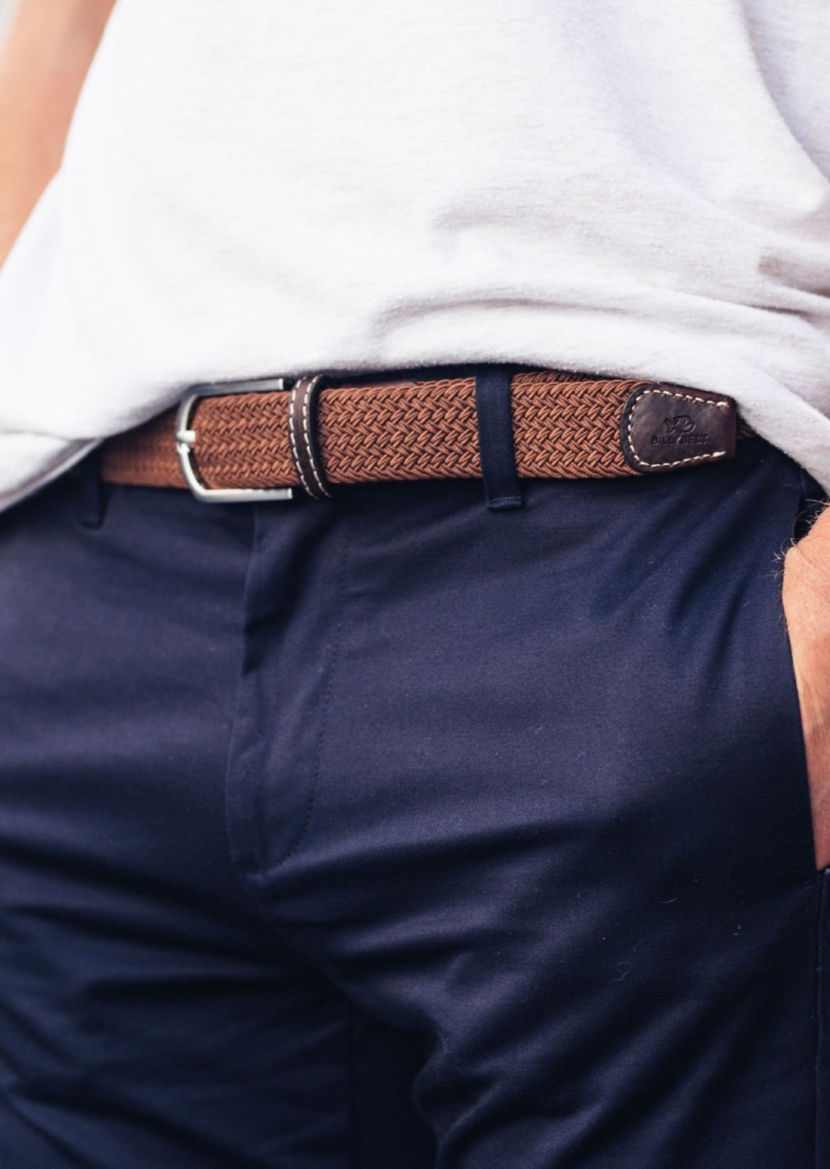 Solid Elastic Braided Belt BILLYBELT Brown