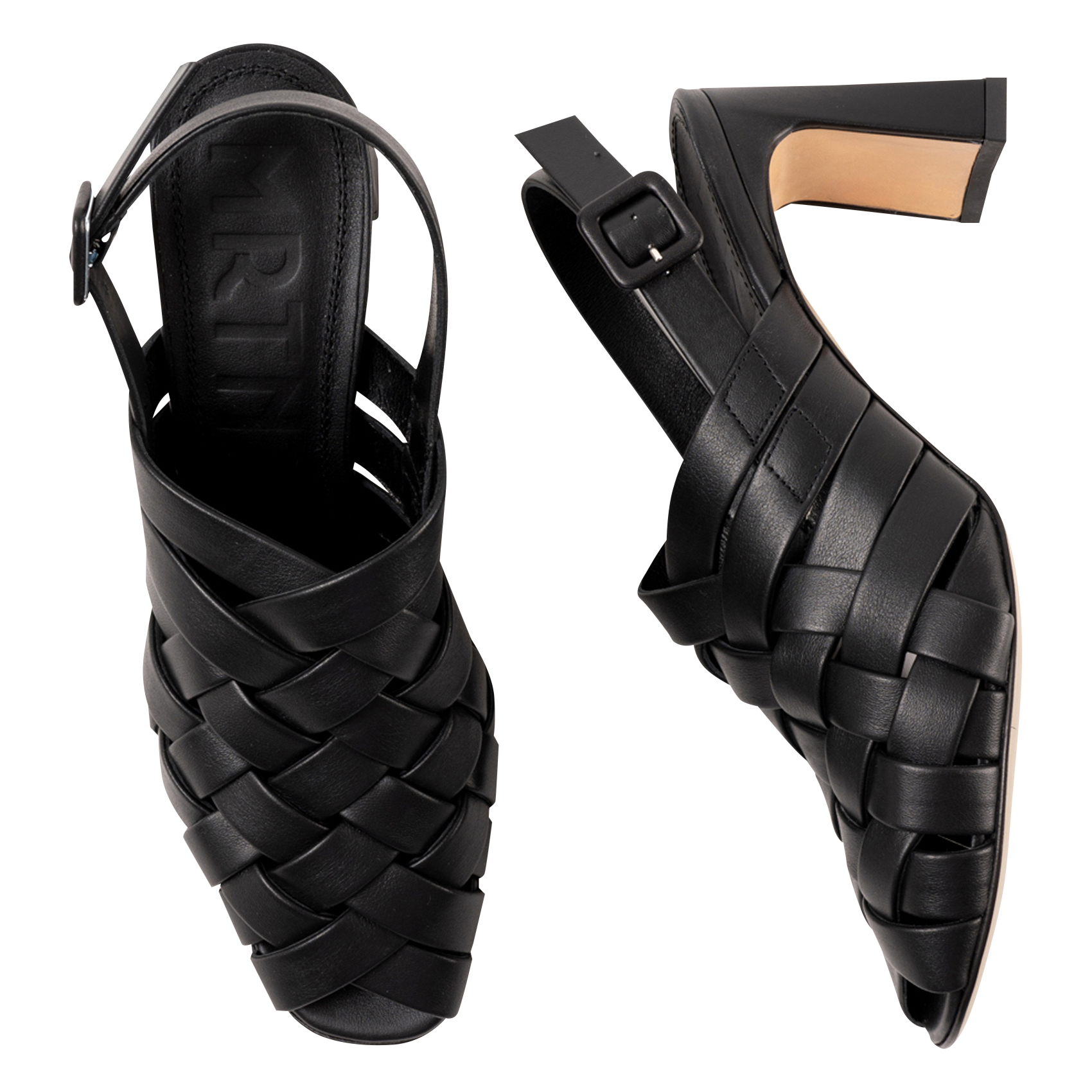 Sandales à talon en cuir SOULIER MARTINEZ Noir