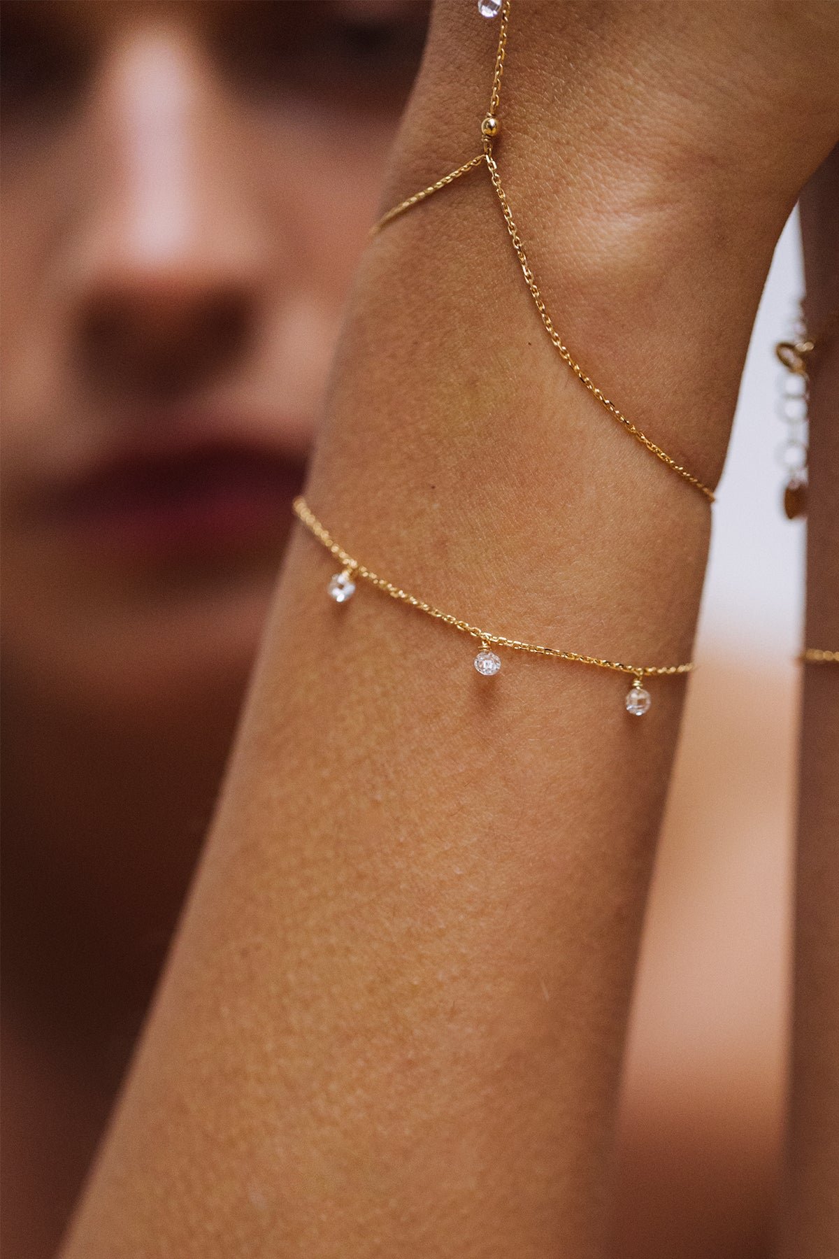 Sofia 750 Gold Chain Bracelet with White Diamond Pendant YAY White