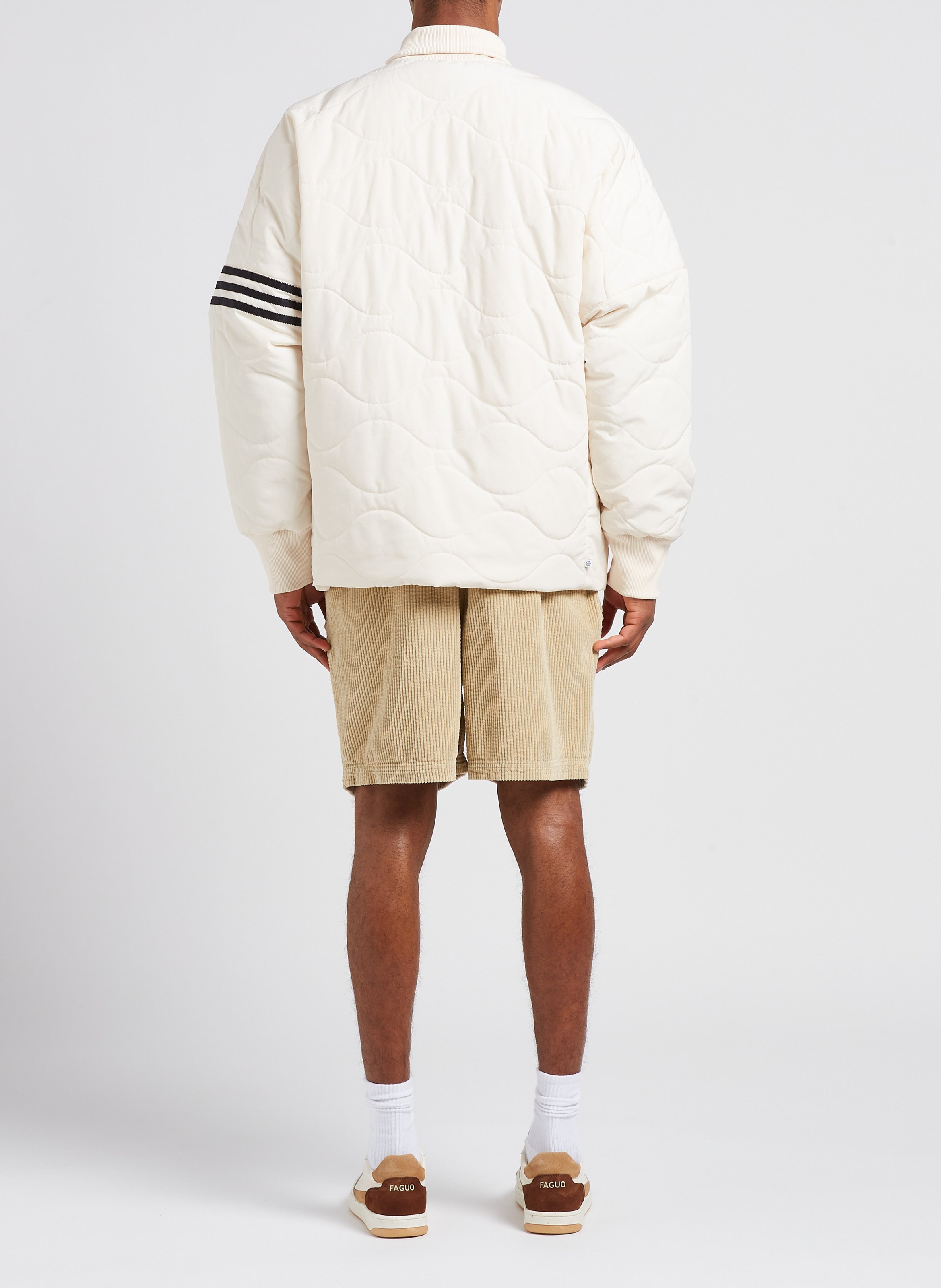 Regular-fit striped organic cotton T-shirt with round neck MINIMUM Beige