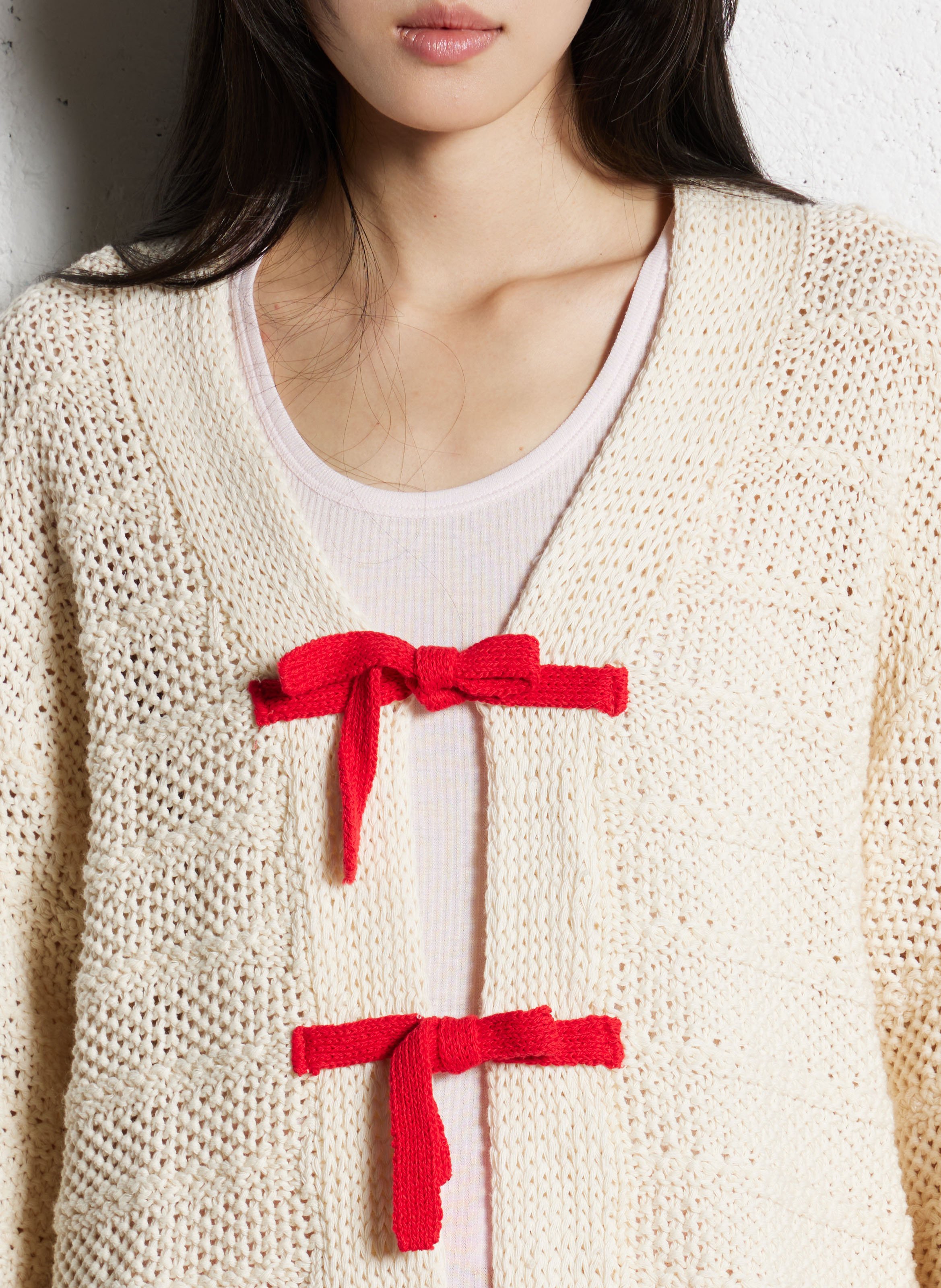 Gilet droit col v en coton mélangé DR BLOOM Beige