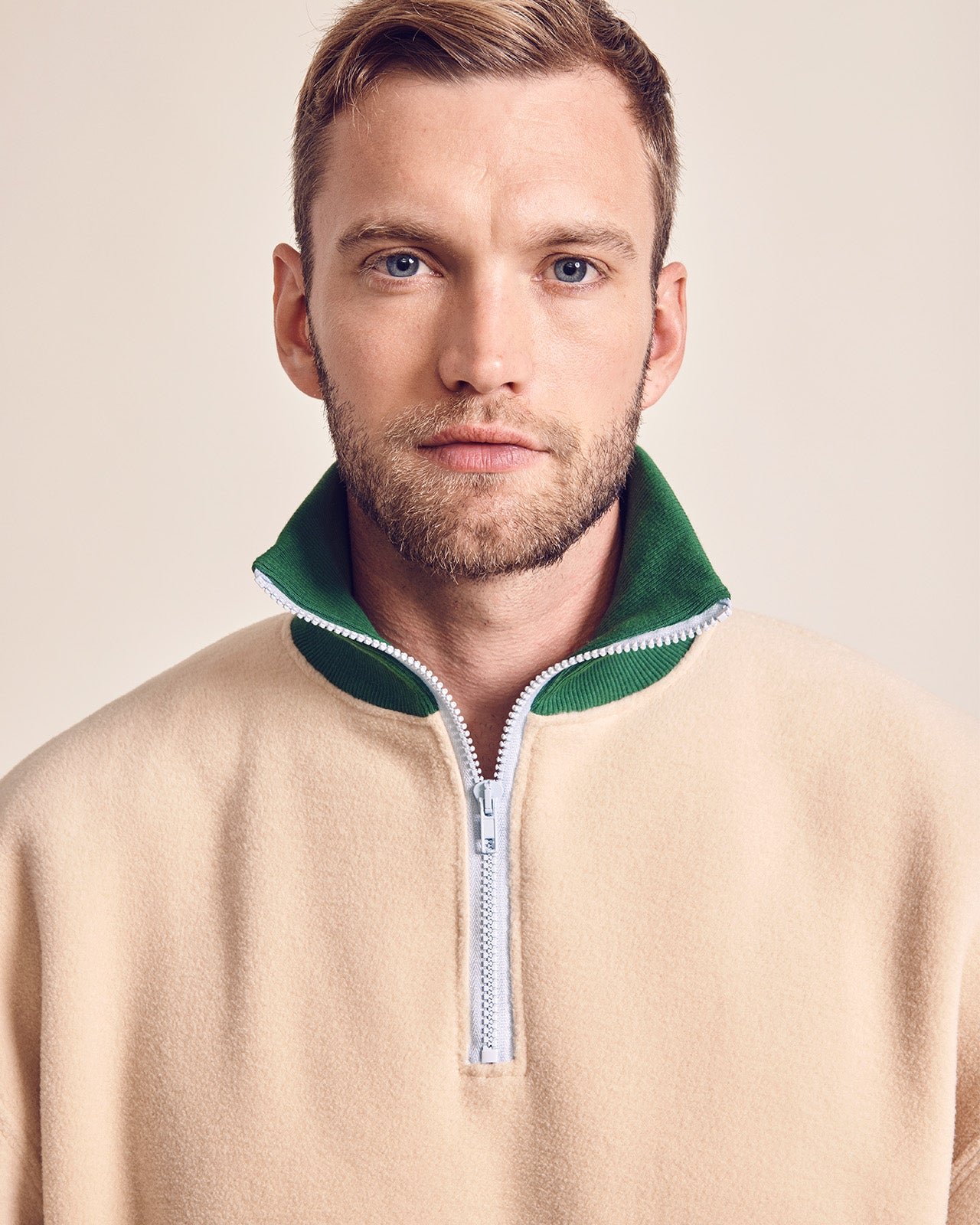 The Stan sweatshirt in recycled fleece with zippered collar EMOI EMOI Beige