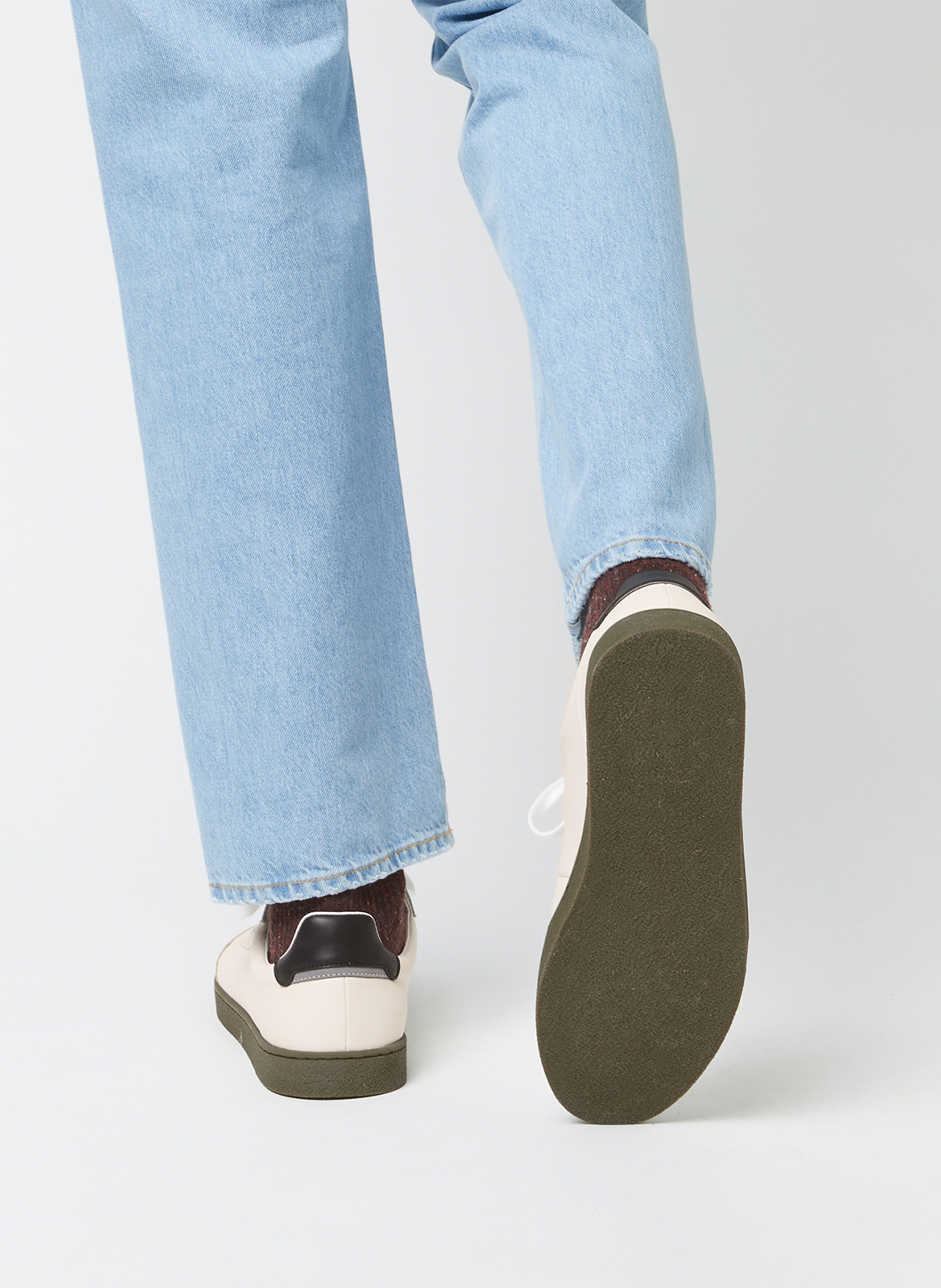 Low-top leather mix sneakers FAGUO White