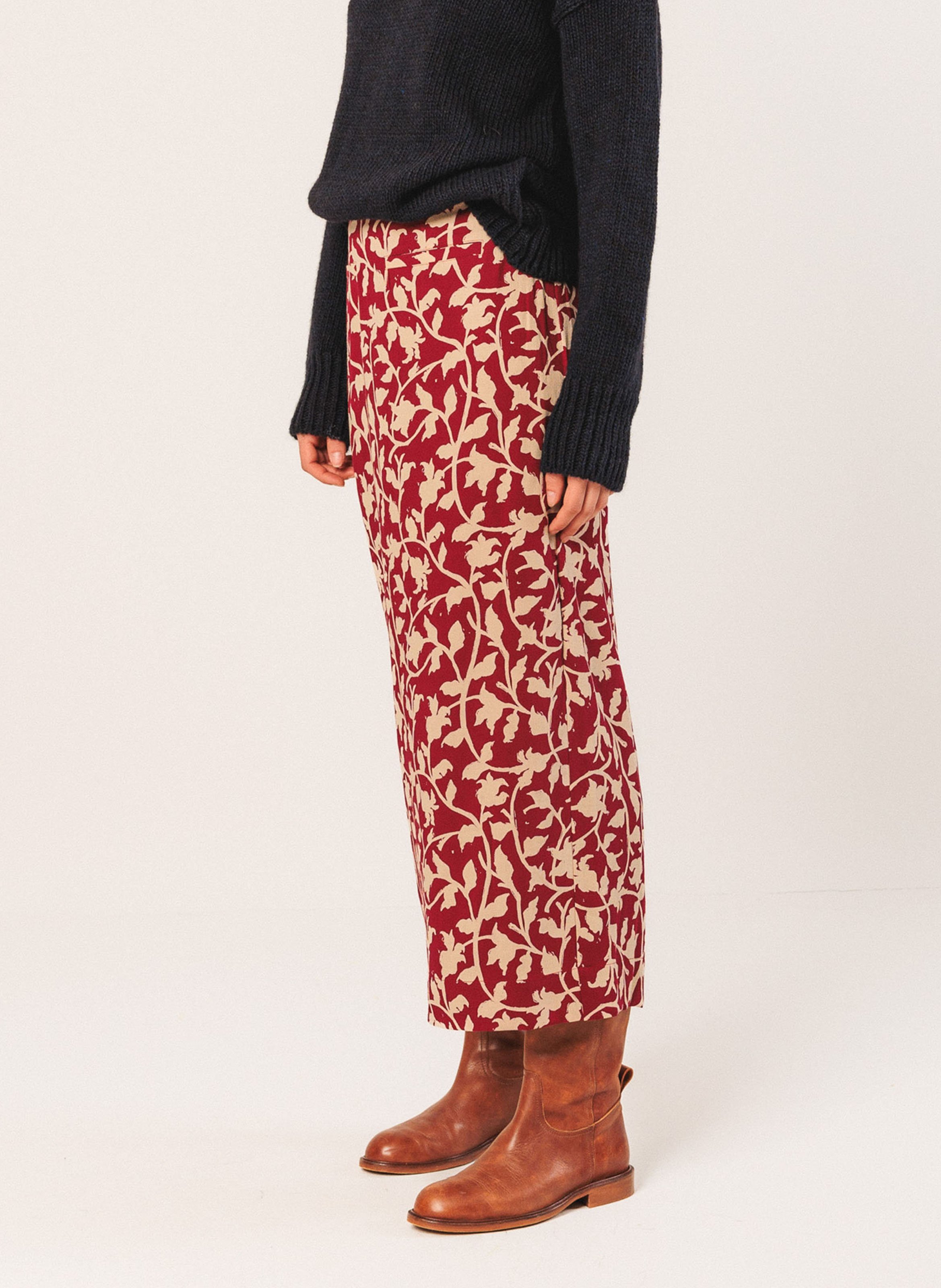 Jupe midi droite fleurie  INDI & COLD Violet