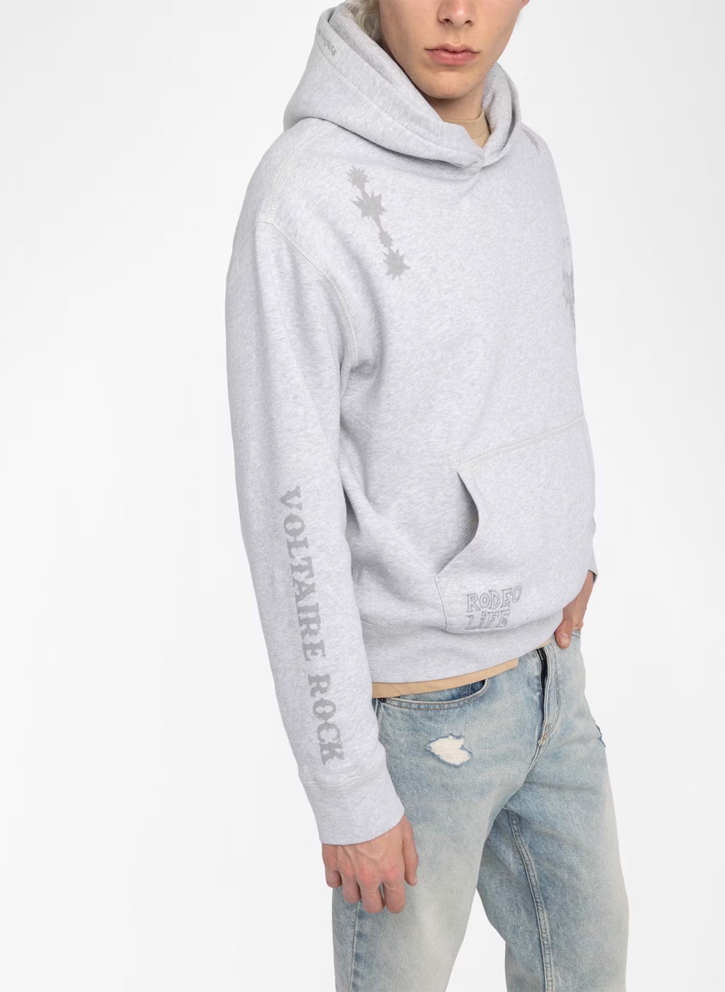 Sweat à capuche en coton imprimé ZADIG&amp;VOLTAIRE Gris