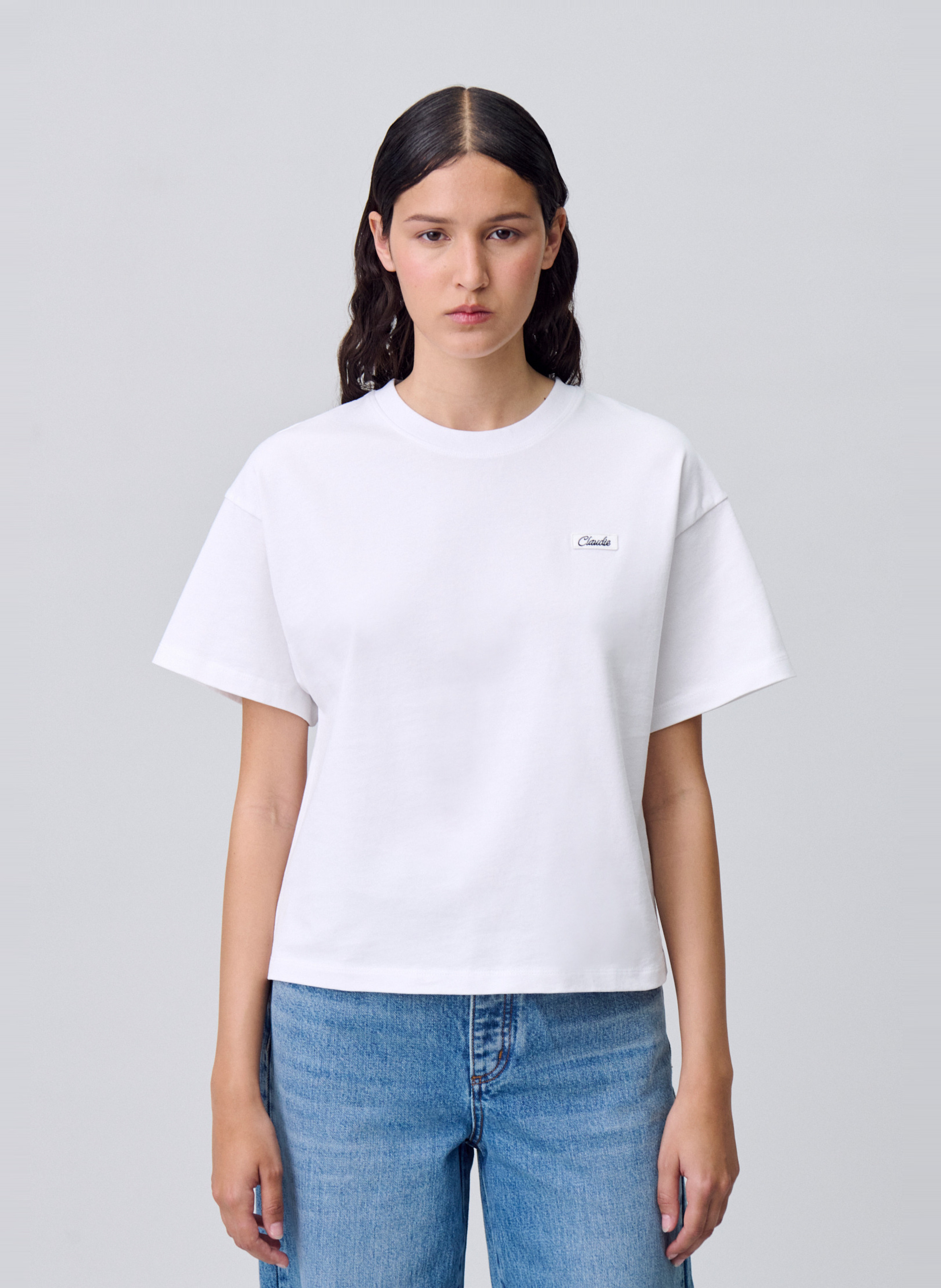 Tee-shirt col rond en coton CLAUDIE PIERLOT Blanc