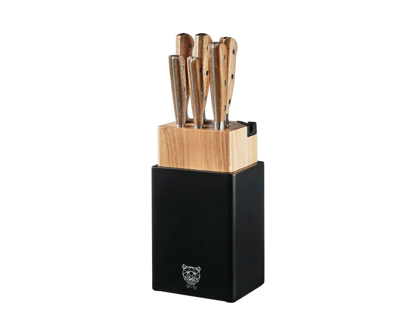 Jakob Porvoo kitchen knife set - 8 pieces BJORN Brown