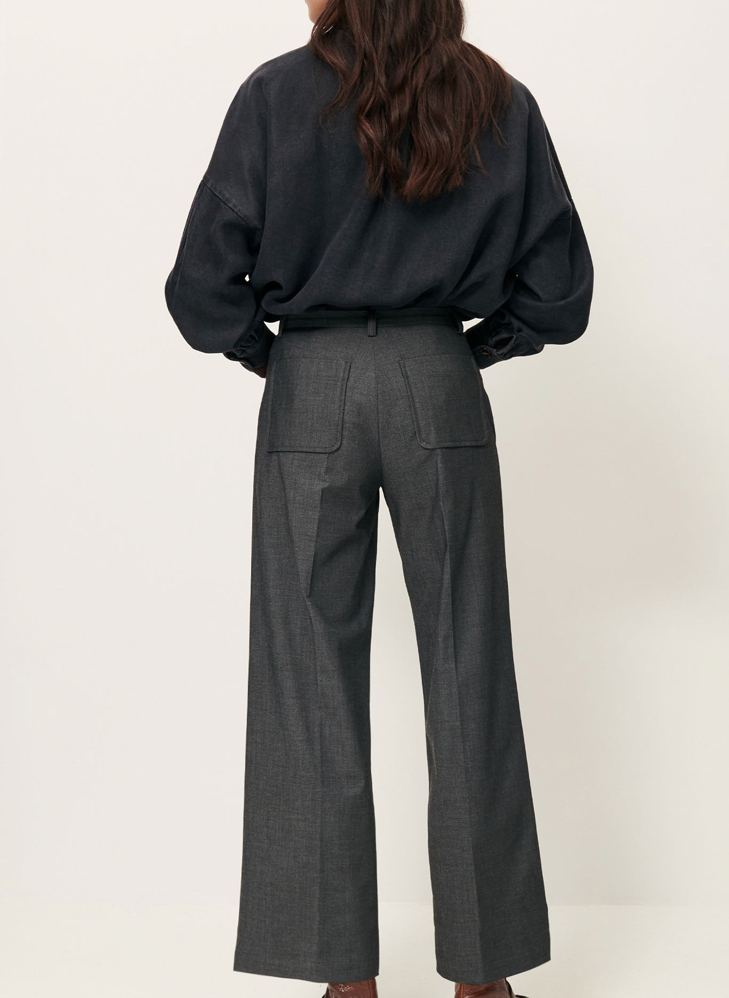 Straight 7/8 pants SESSUN Grey