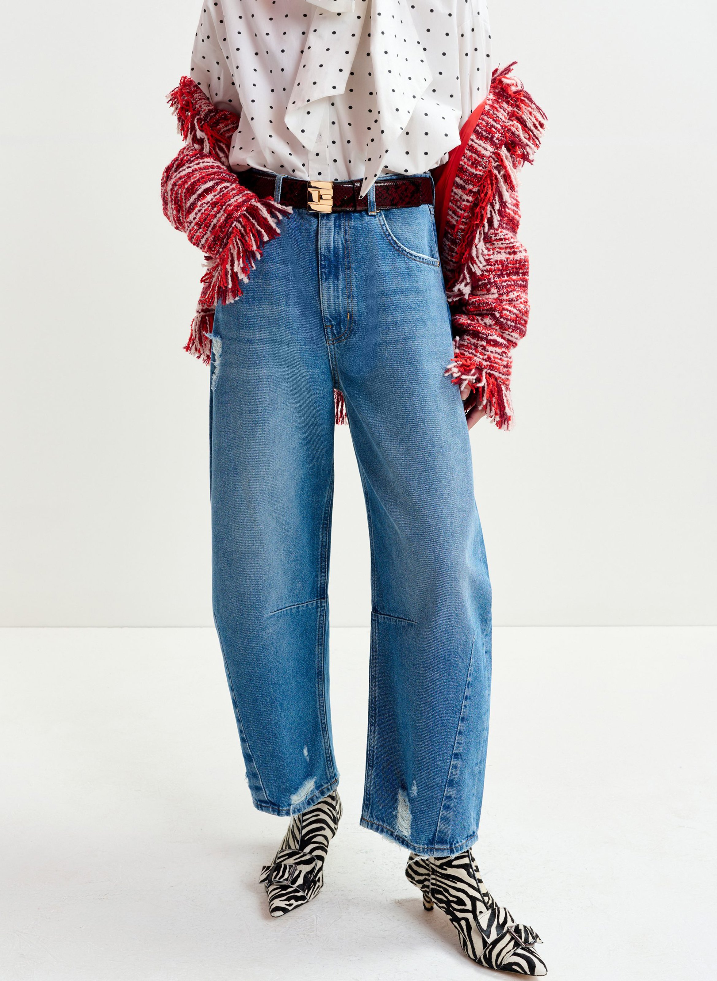 Jean ballon taille haute fantaisie ESSENTIEL ANTWERP Bleu