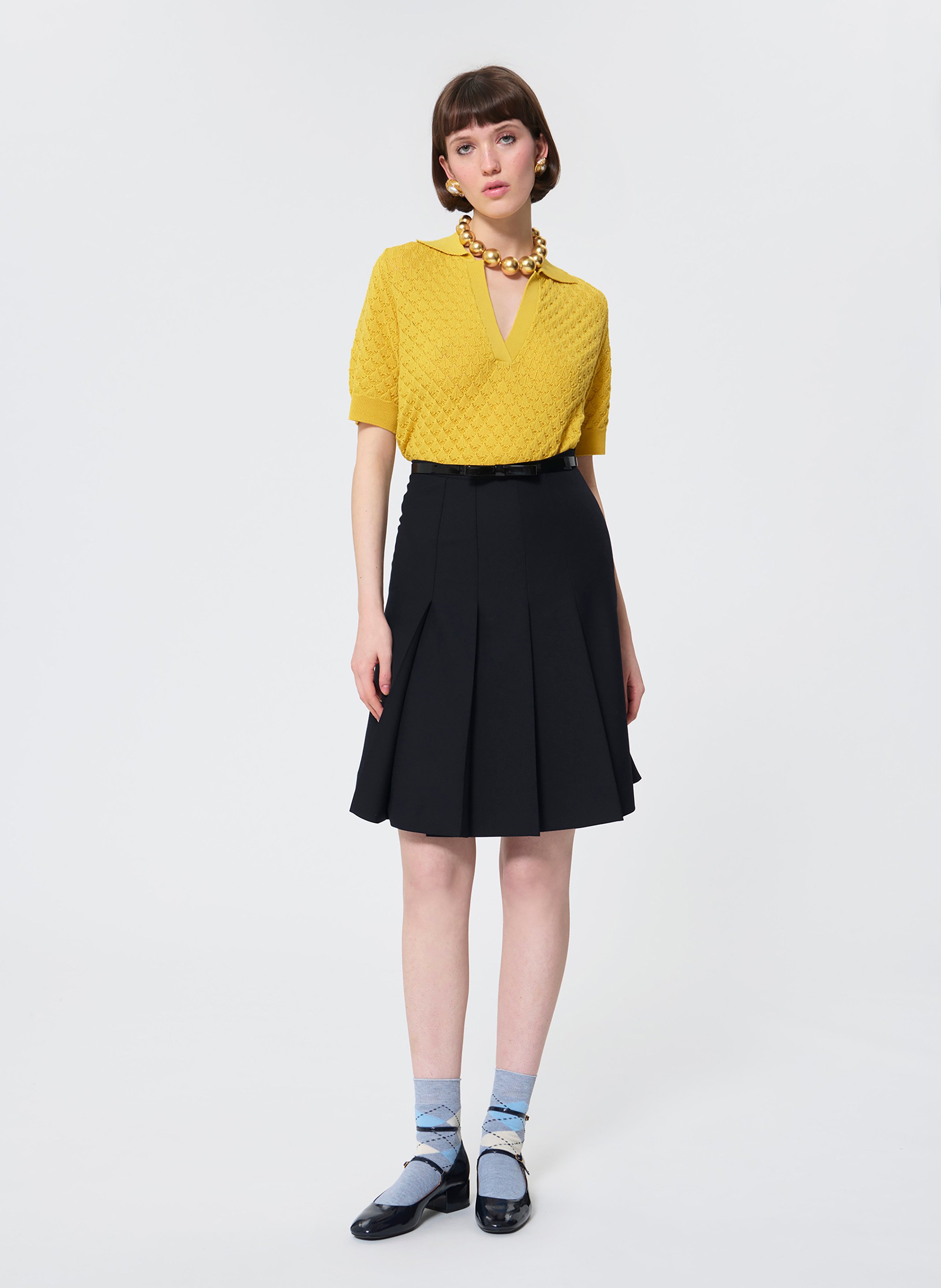 Pull polo en maille fantaisie TARA JARMON Jaune