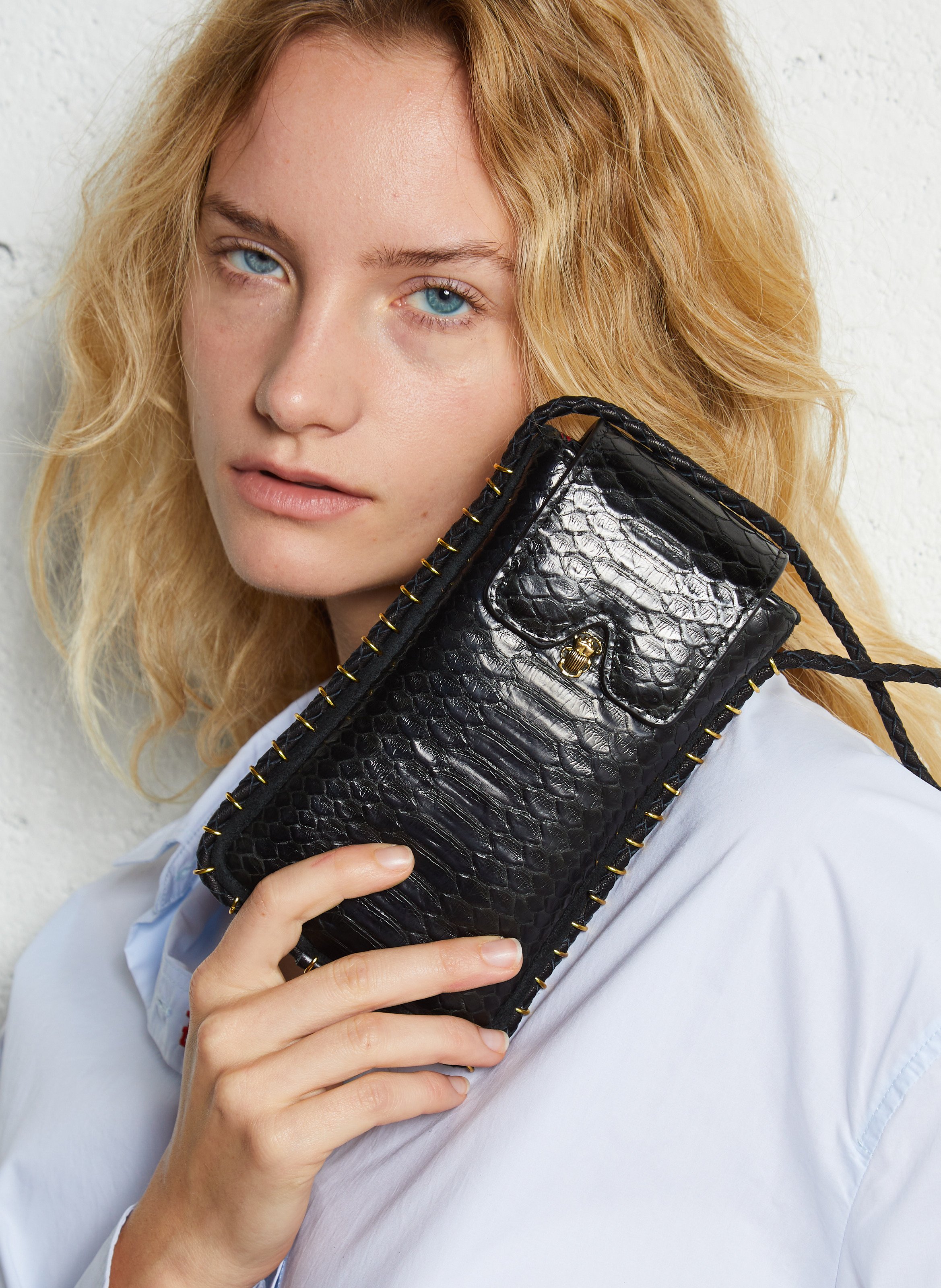 Etui à lunettes en cuir CLARIS VIROT Noir