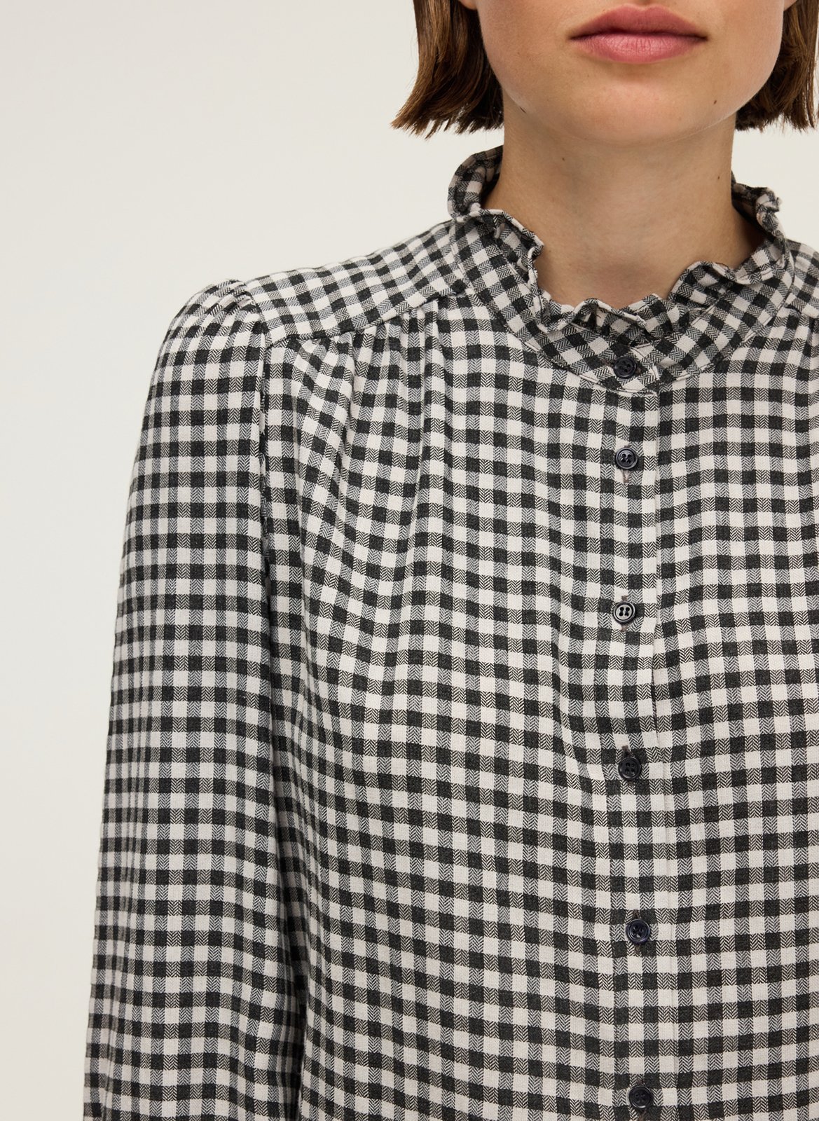 Ruffled collar printed blouse PABLO Grey