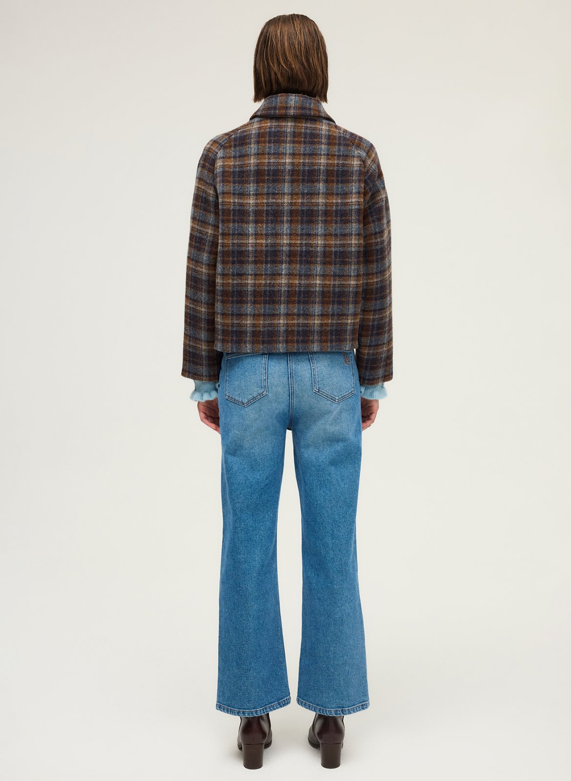 Oversized wool checkered jacket PABLO Blue