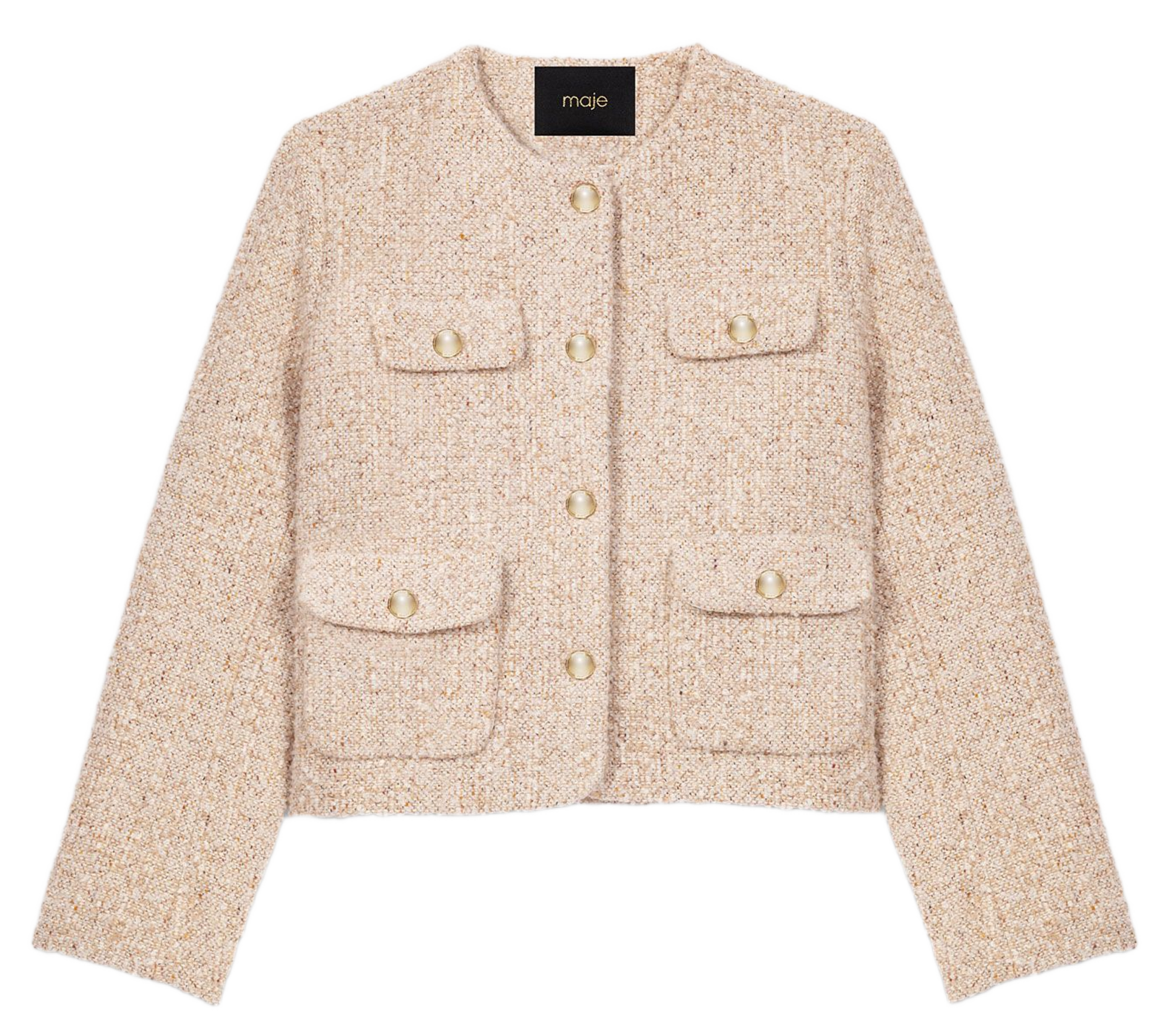 Veste courte boutonnée effet tweed MAJE Beige