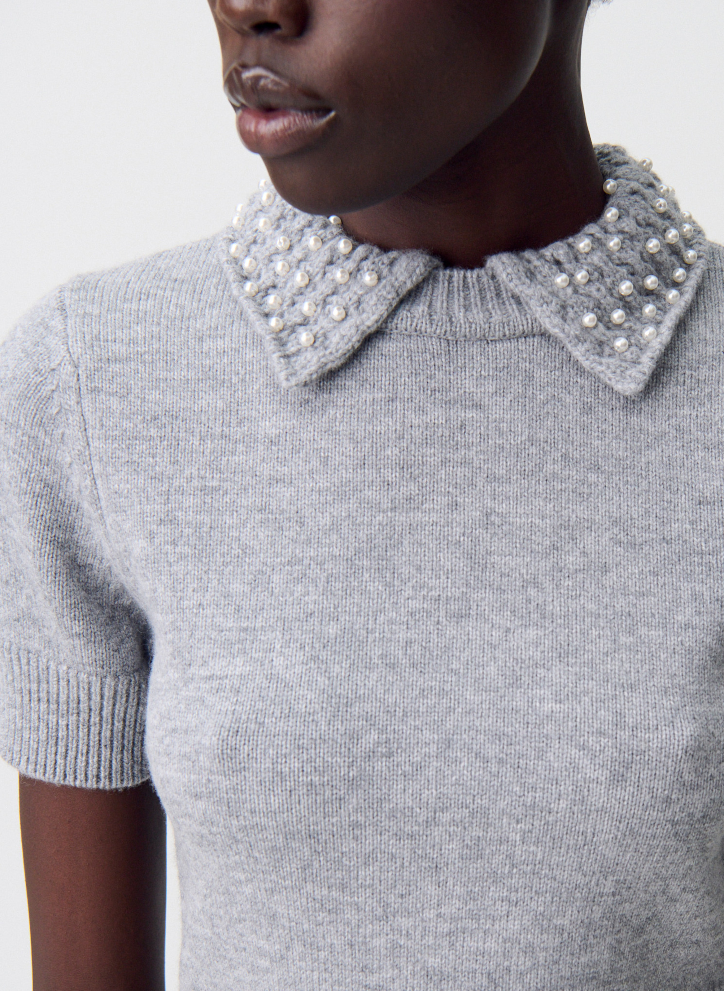 Fitted wool and cashmere top CLAUDIE PIERLOT Grey