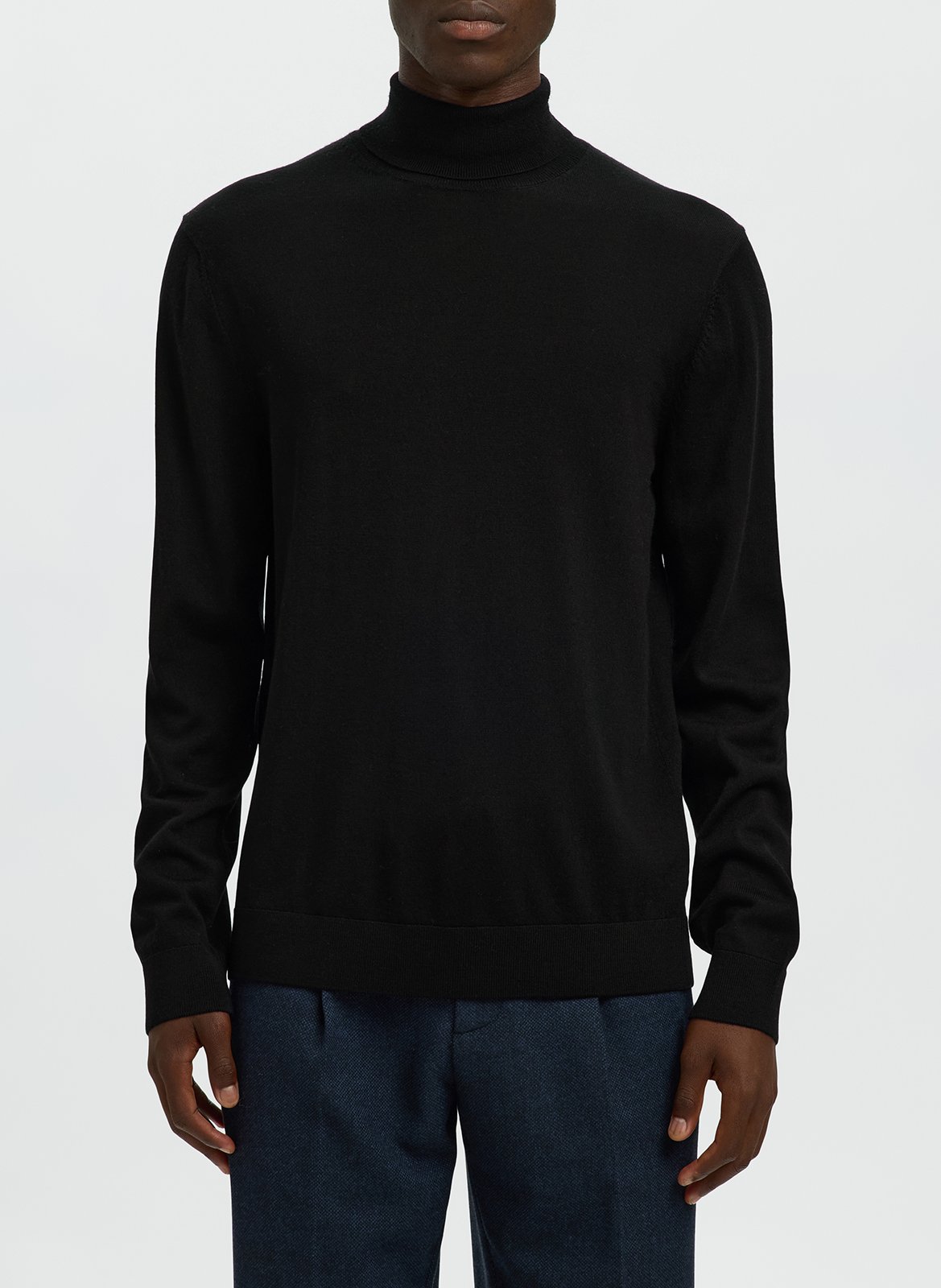 Col roulé regular-fit en laine mérinos SELECTED Noir