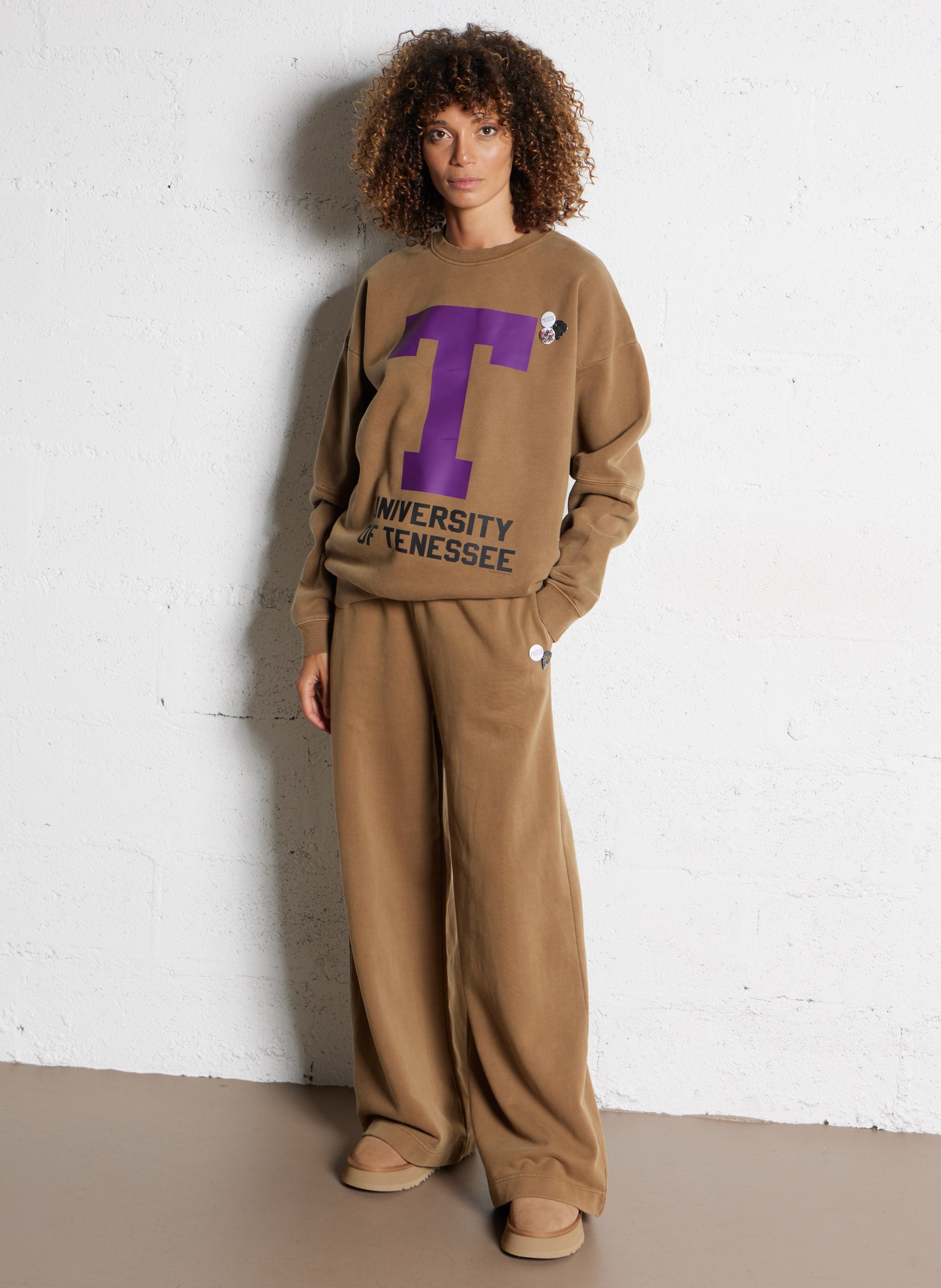 Sweat droit sérigraphié en coton mélangé NEWTONE Marron