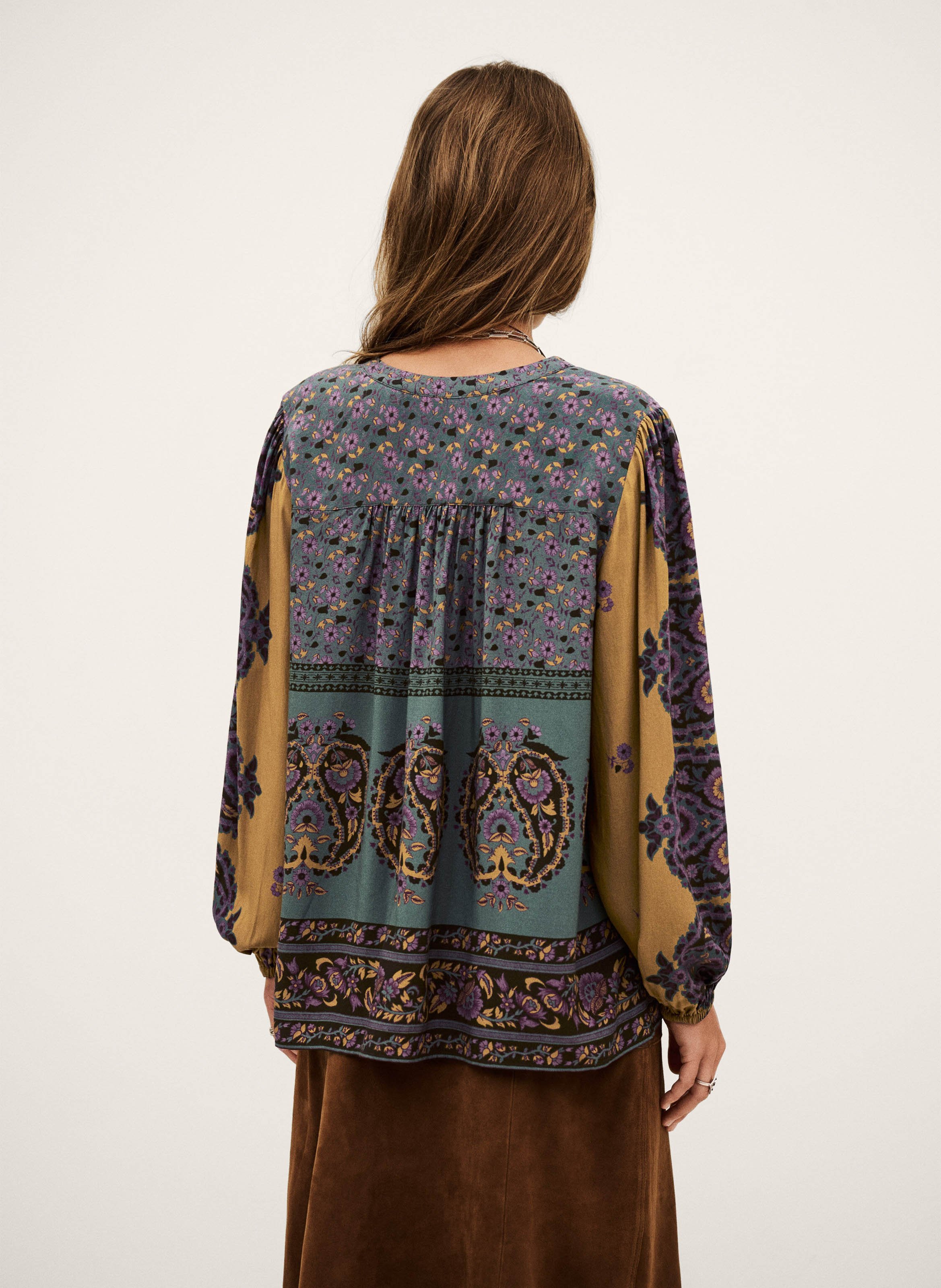 Blouse col v imprimée BA&SH Marron