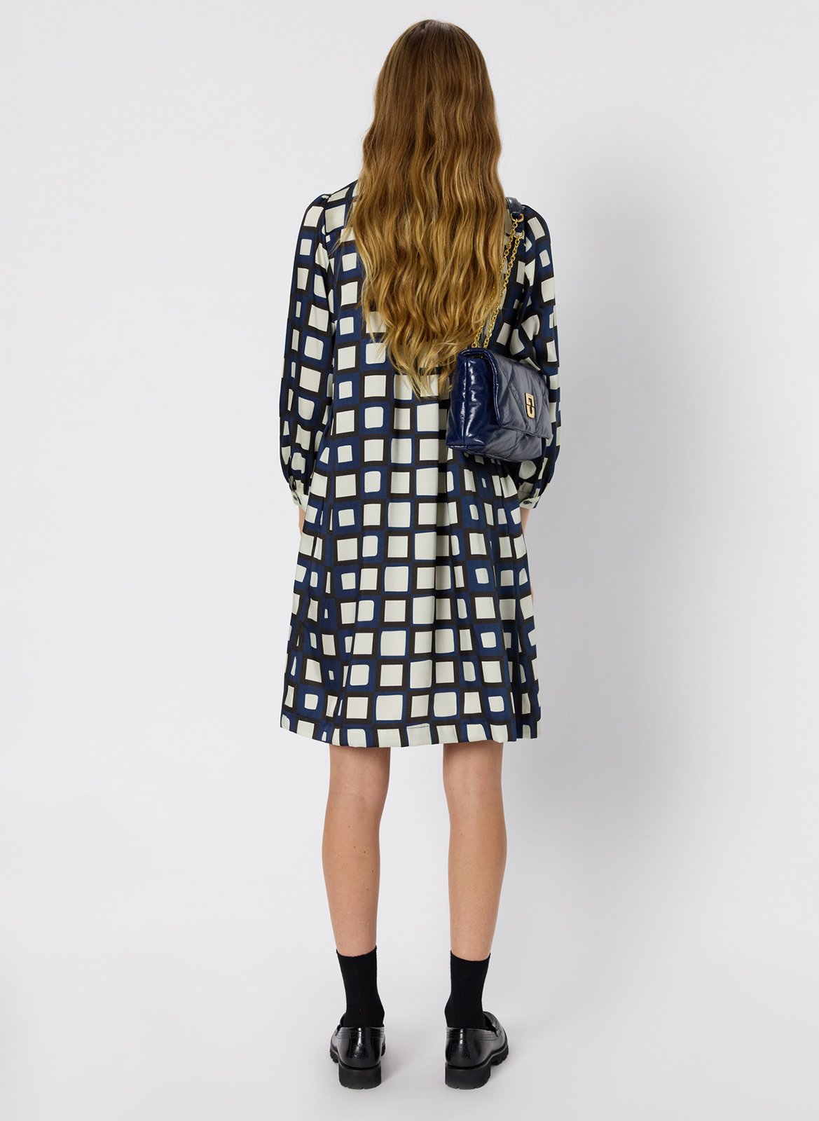 Short checked V-neck dress GERARD DAREL Blue