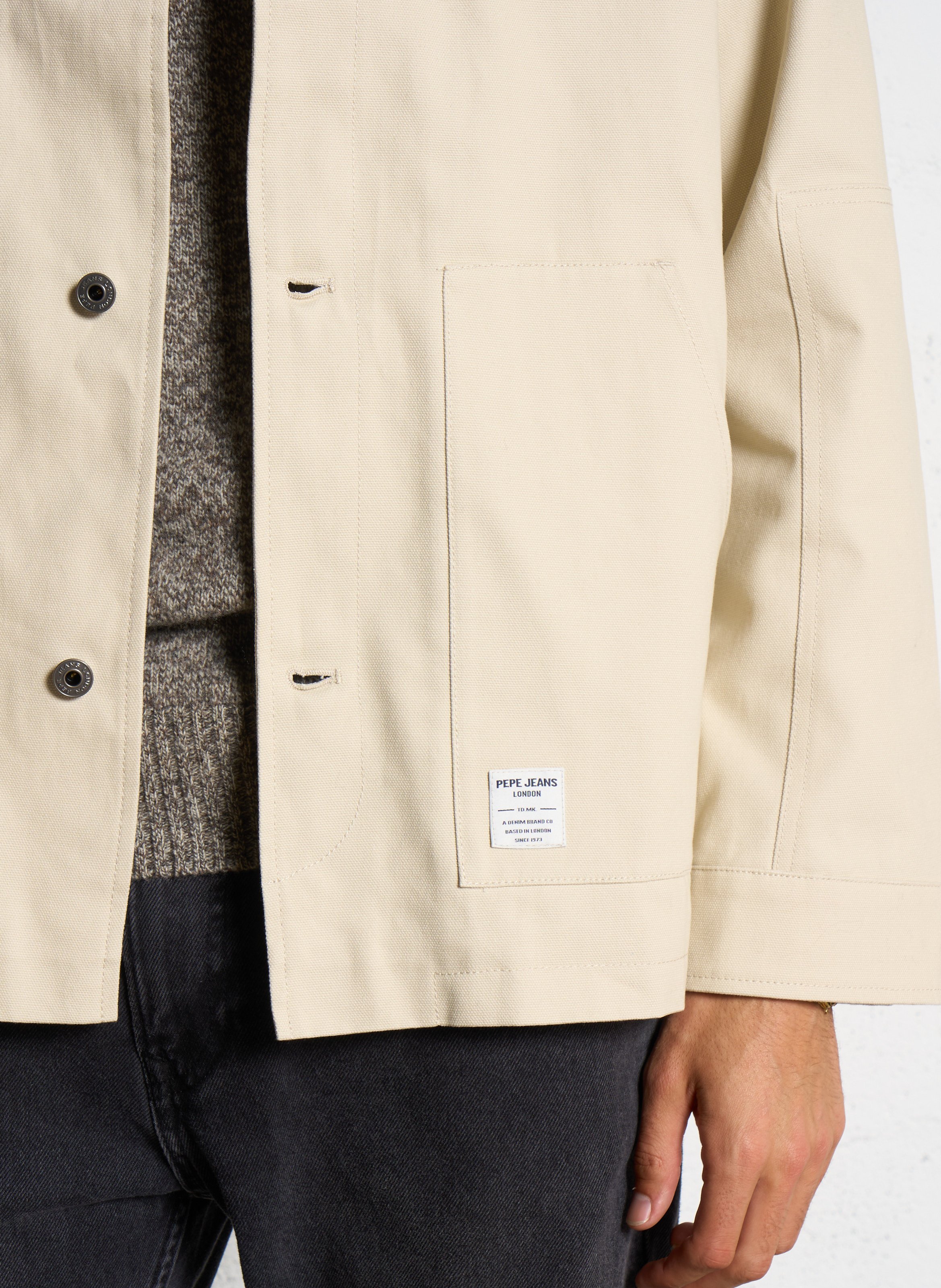 Veste droite col classique en coton PEPE JEANS Beige