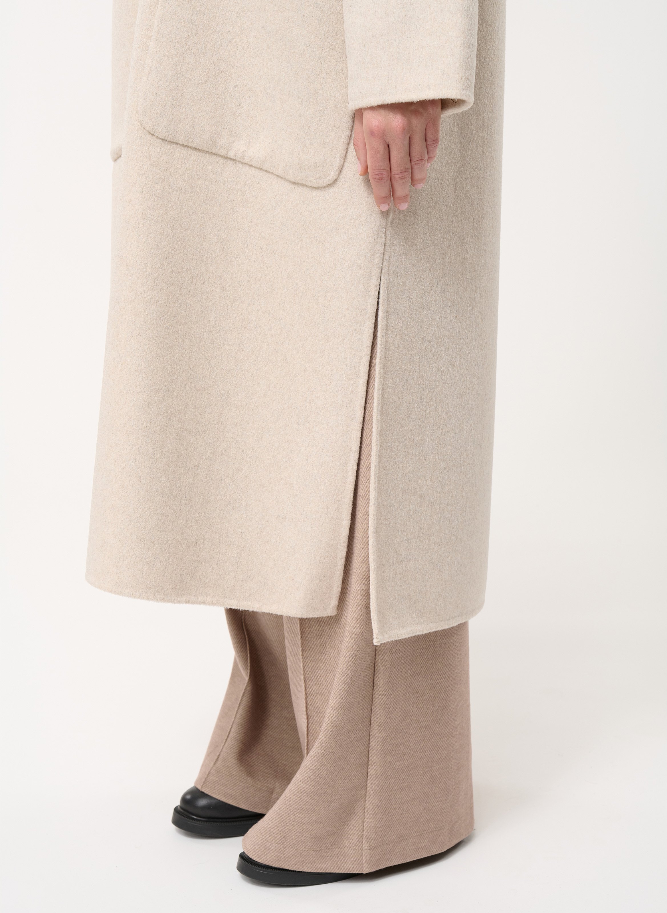 Manteau long en laine recyclée HUMILITY Blanc