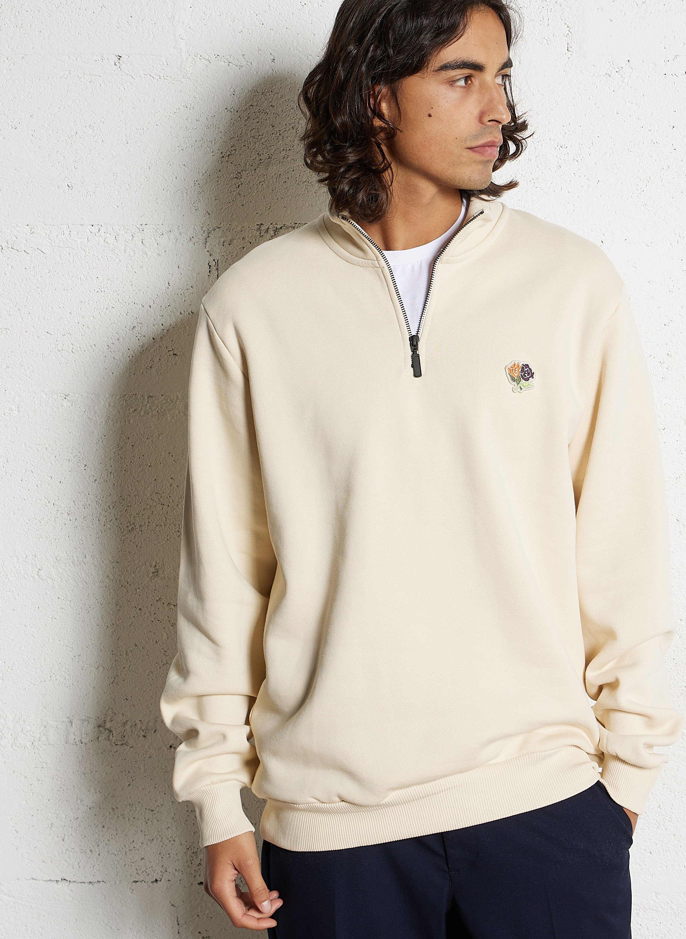 Sweat oversize col montant en coton LES DEUX Beige