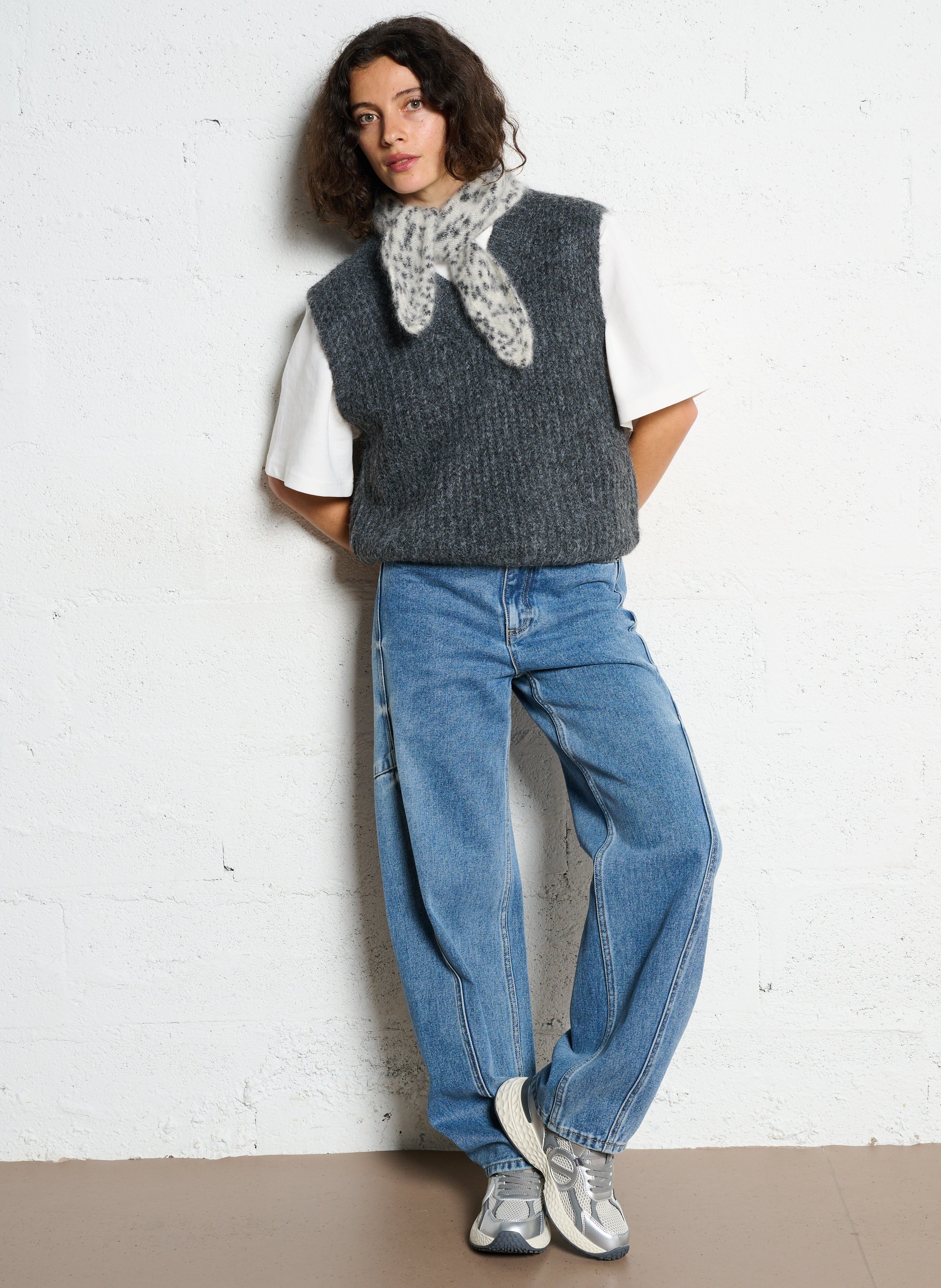 Pull col V sans manche SEE U SOON Argent