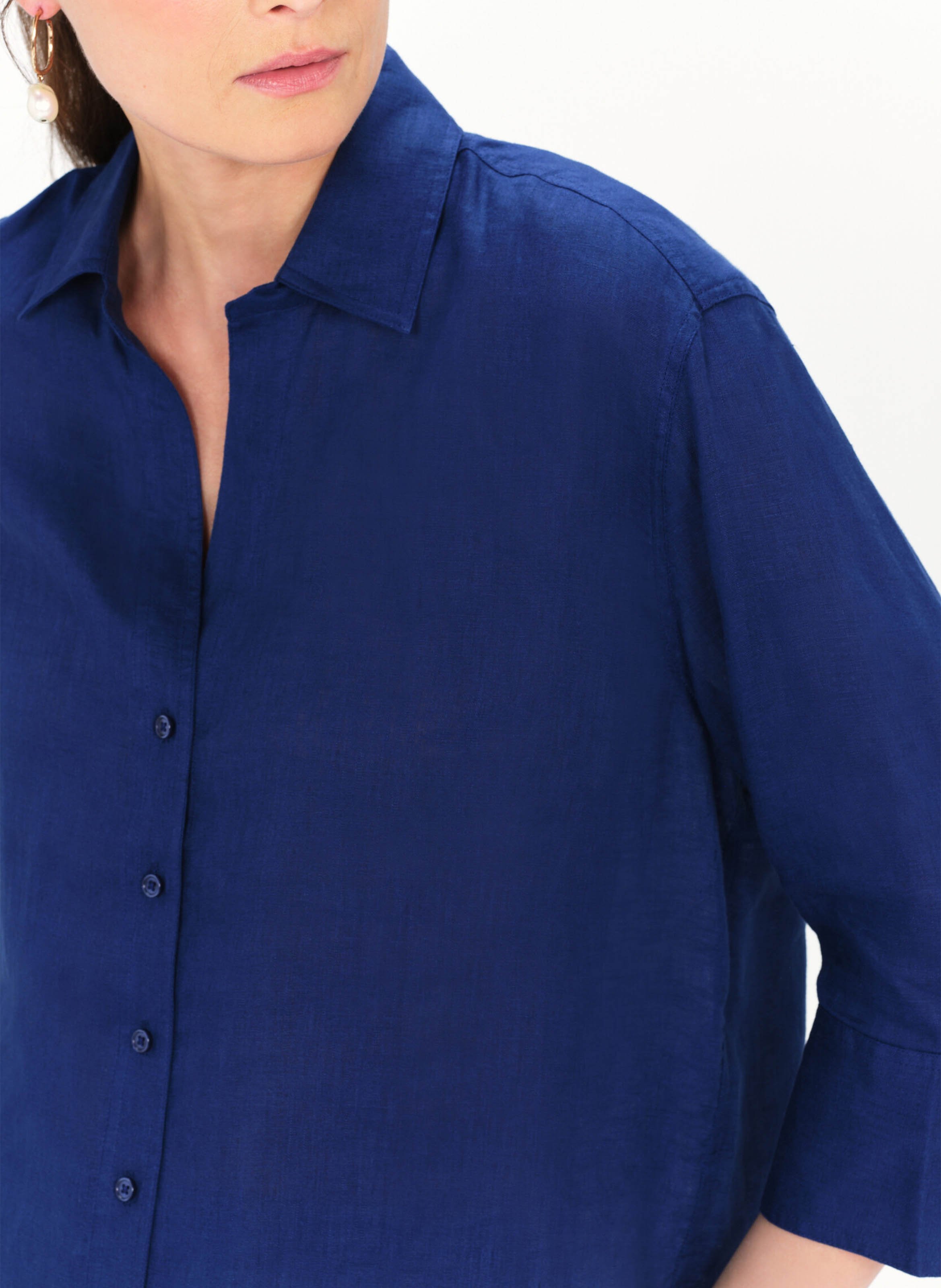 Straight linen shirt with classic collar CAROLL Blue