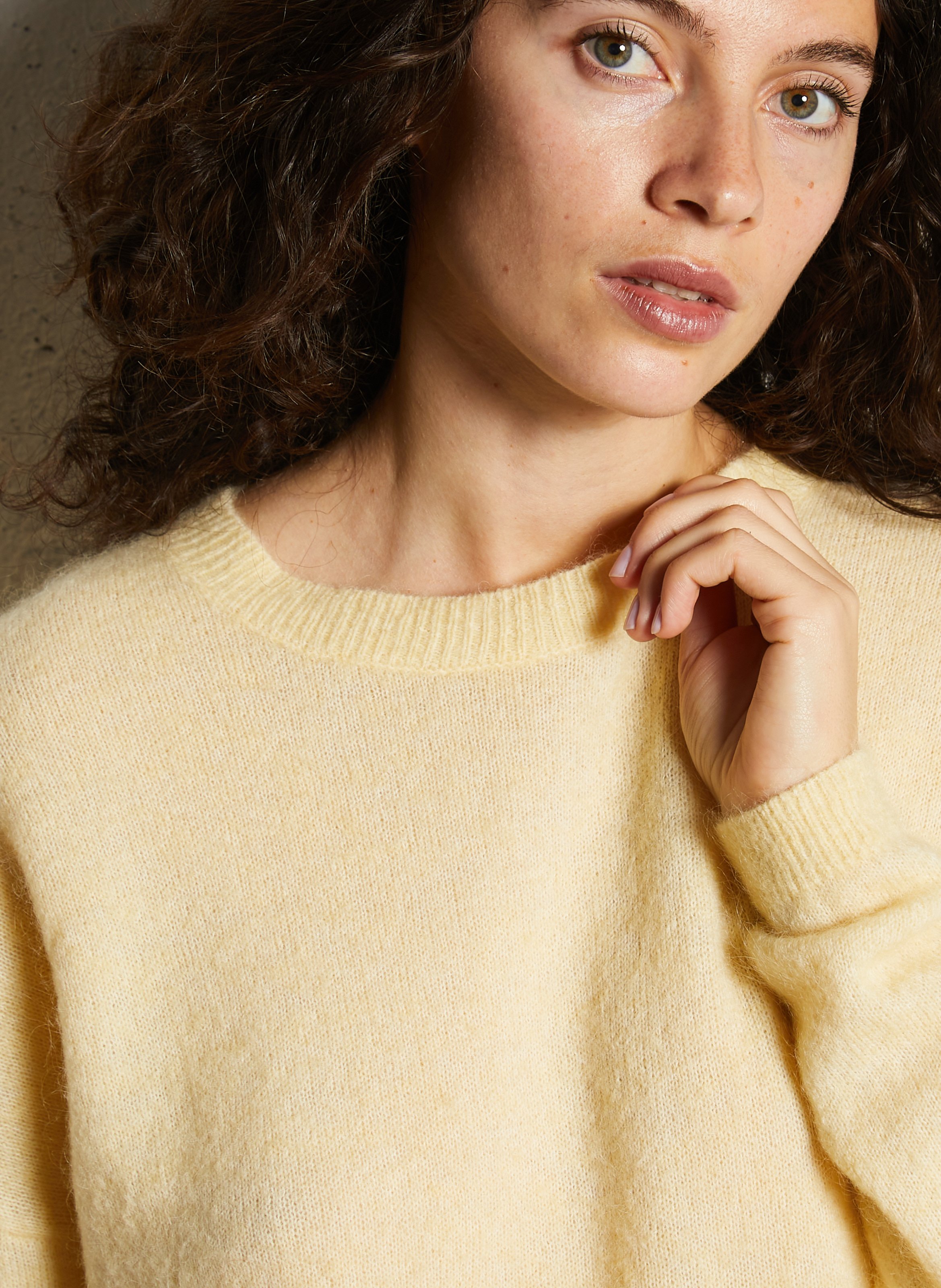 Oversized trui met ronde hals, wolblend JC SOPHIE Geel