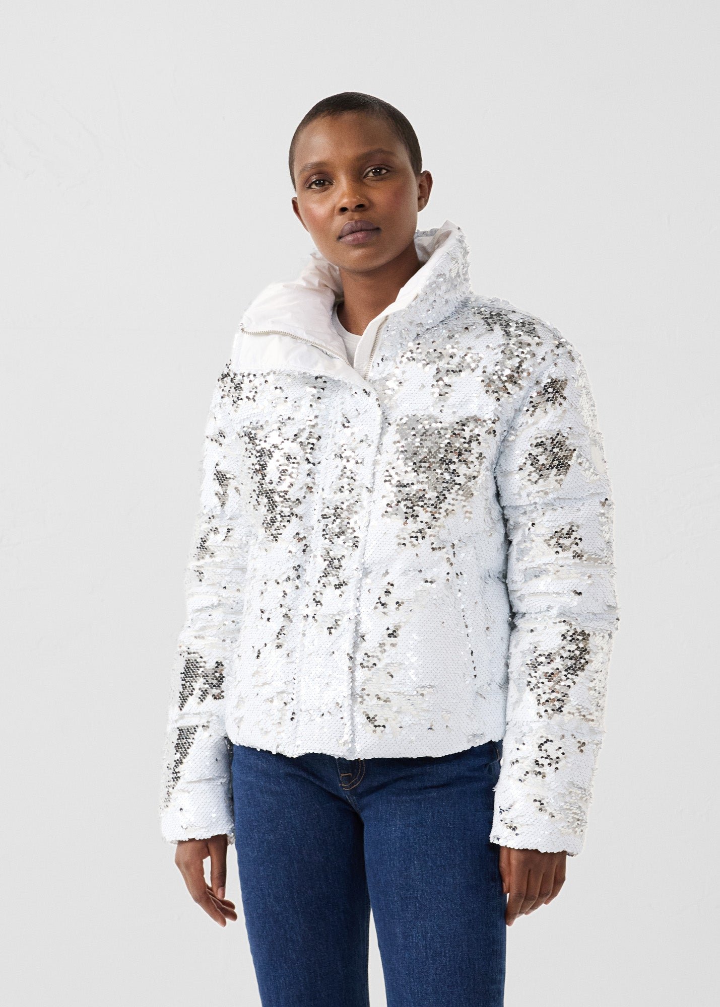 White/Silver Sequin Jacket Isadora JOTT White