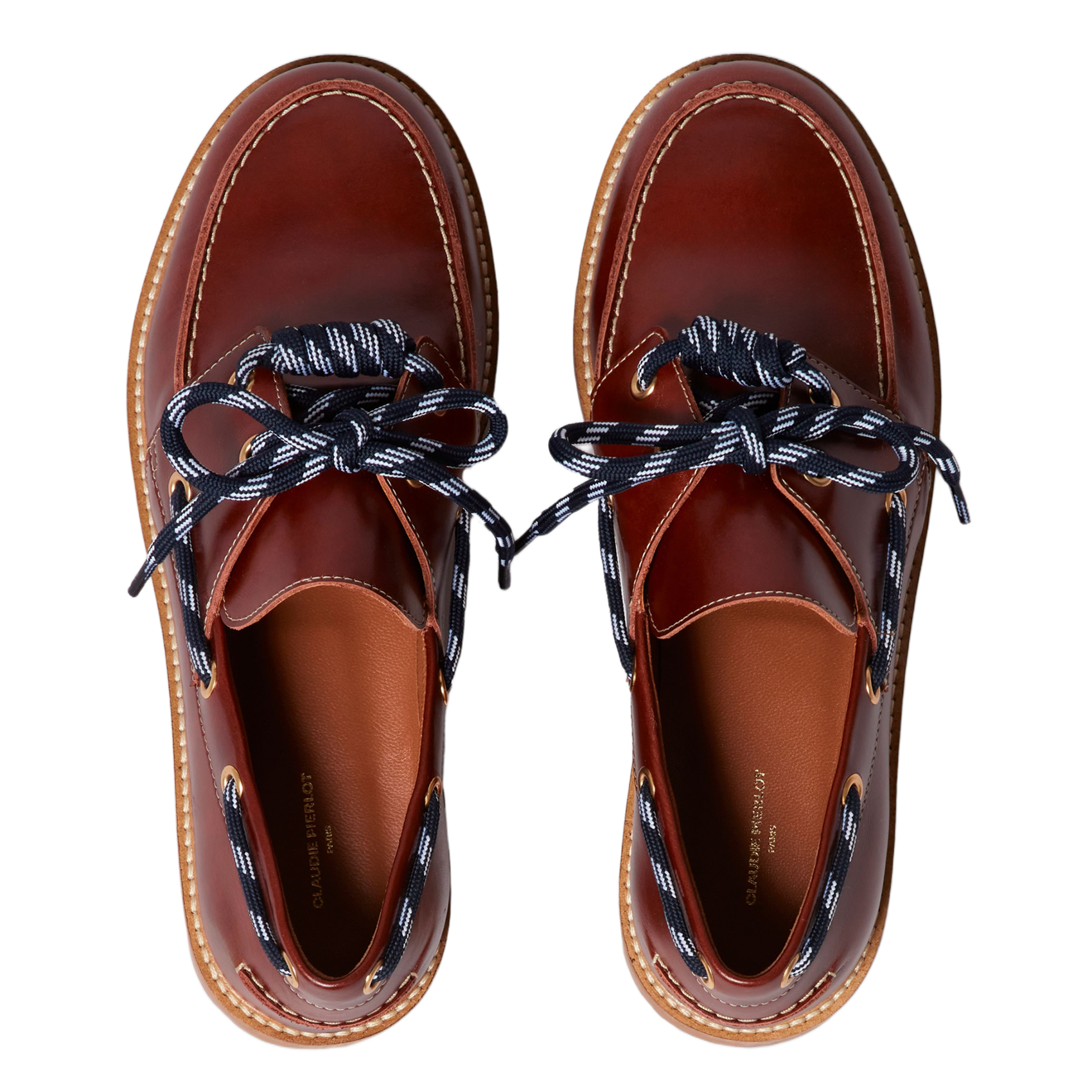 Gestreifte Leder-Mokassins mit Schnürung CLAUDIE PIERLOT Braun