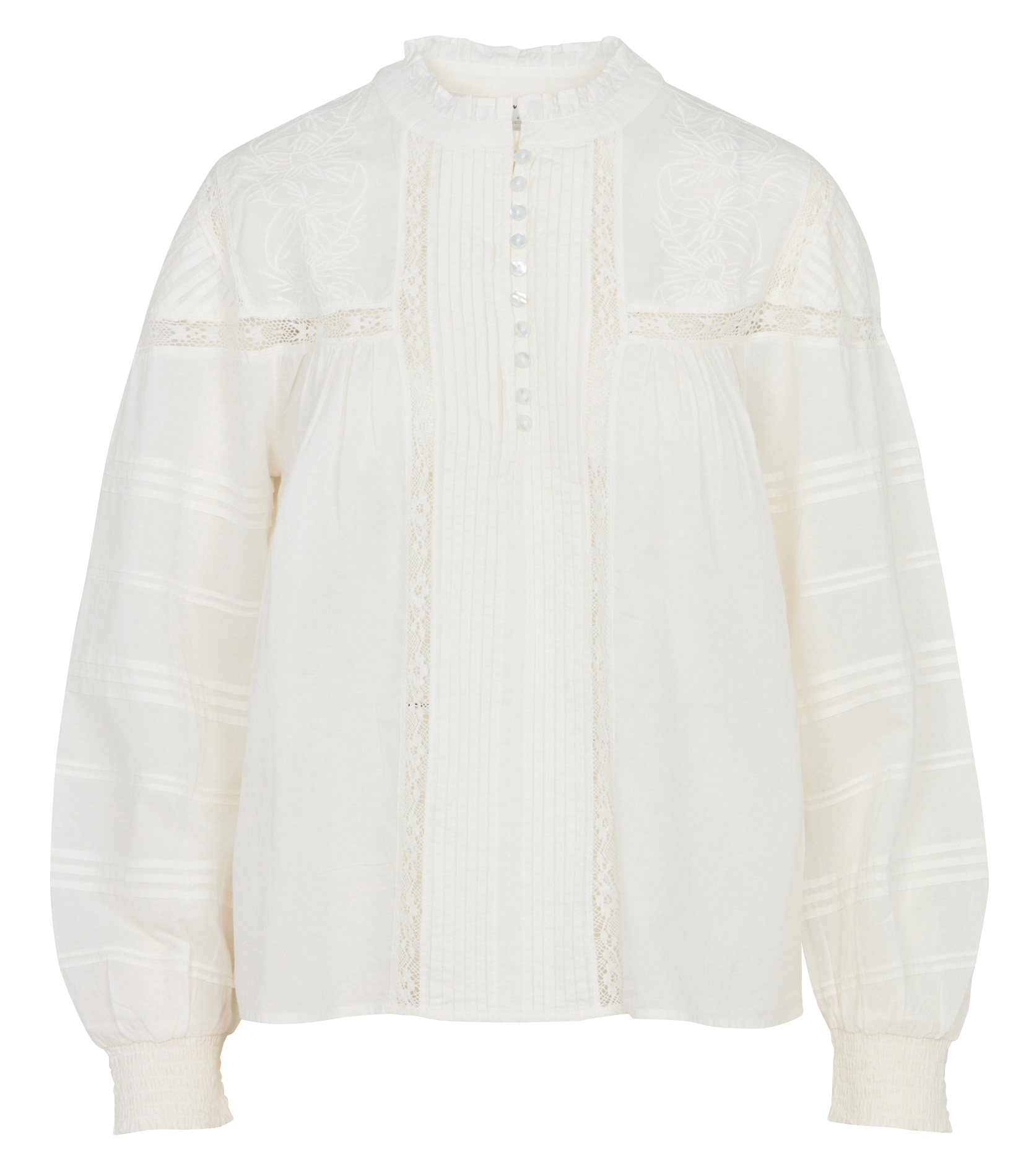 Blouse droite col rond en coton MAISON 123 Blanc