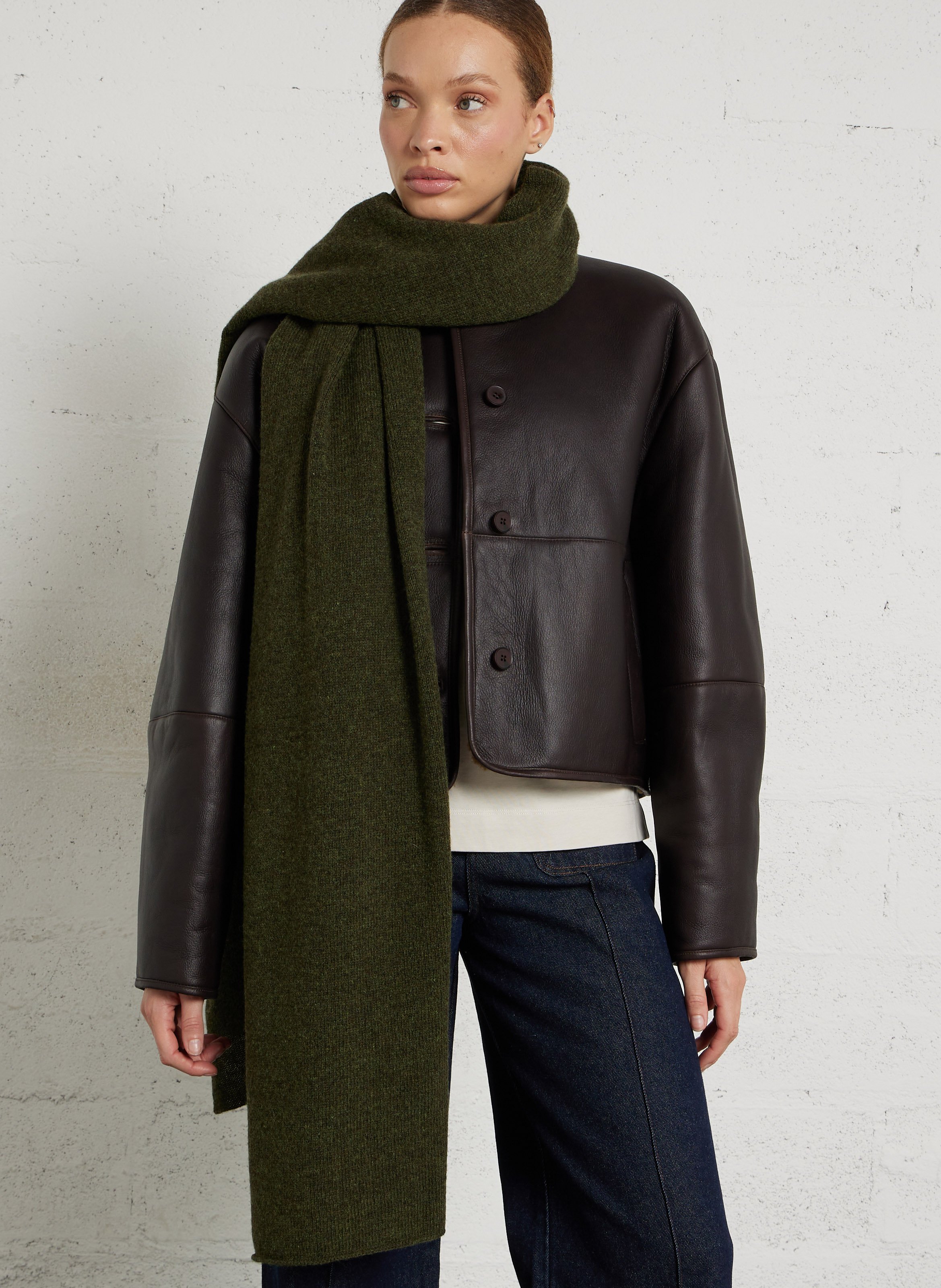 Effen wollen sjaal SOEUR Kaki