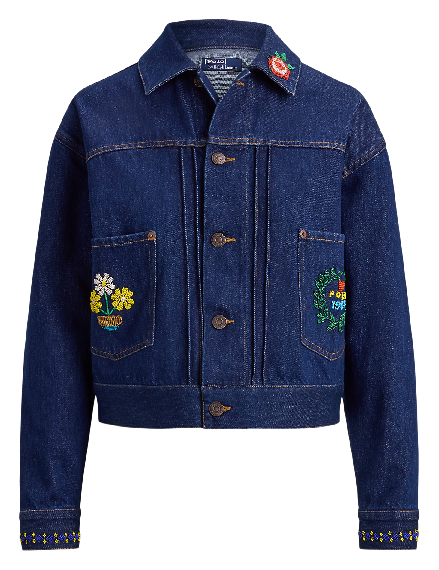 Veste droite col classique en coton brodé POLO RALPH LAUREN Azul