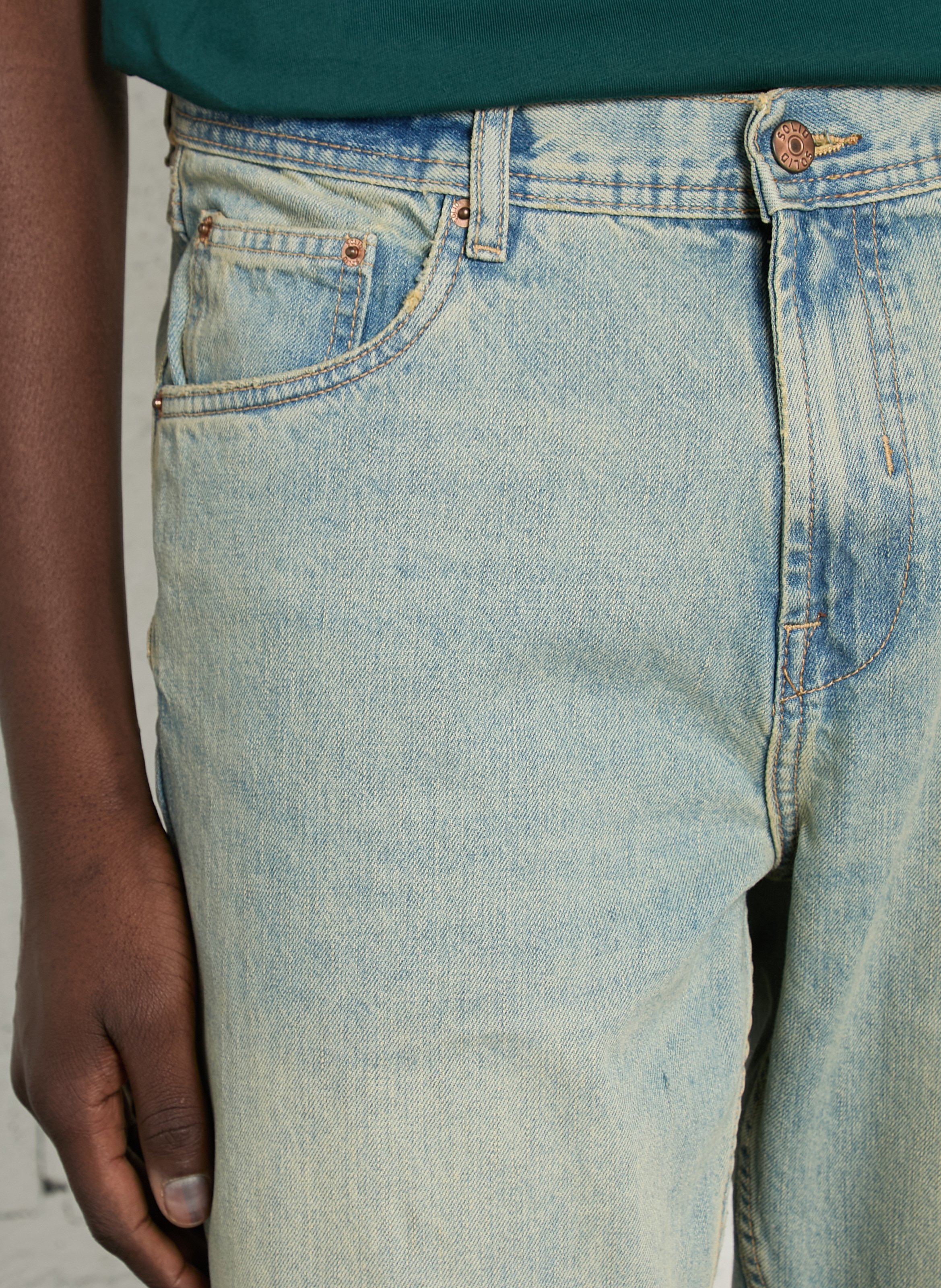 Cotton straight jeans SOLID Blue