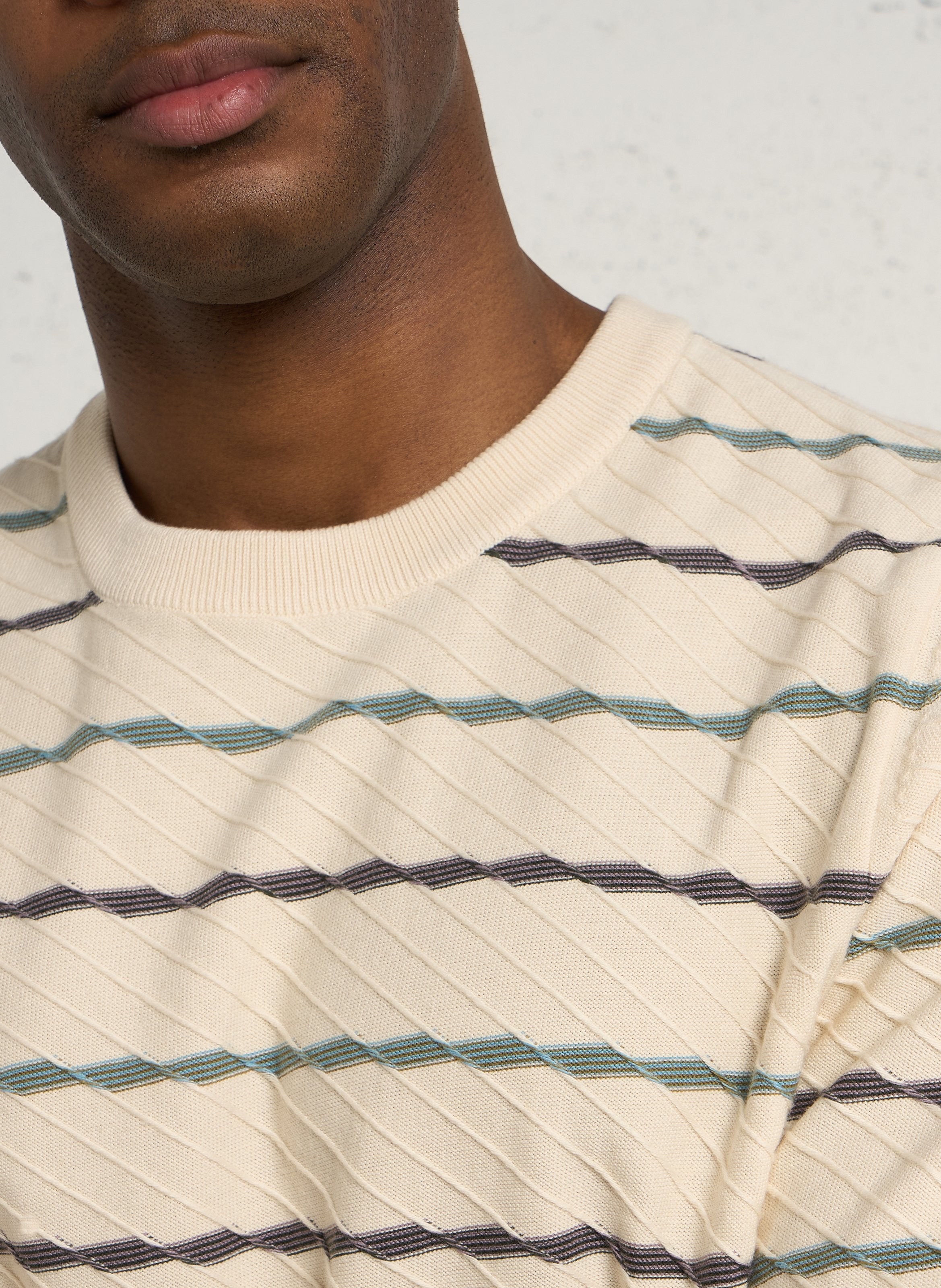 Gerade geschnittener Rundhals-Pullover aus Bio-Baumwolle PAUL SMITH Beige
