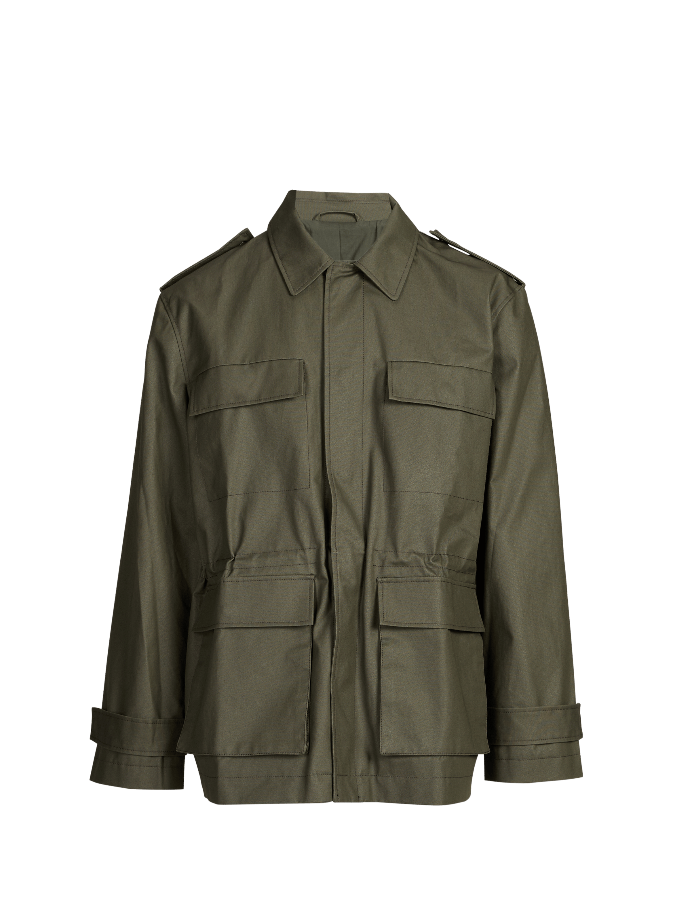 Cotton-blend straight jacket with classic collar SAISON 1865 Khaki