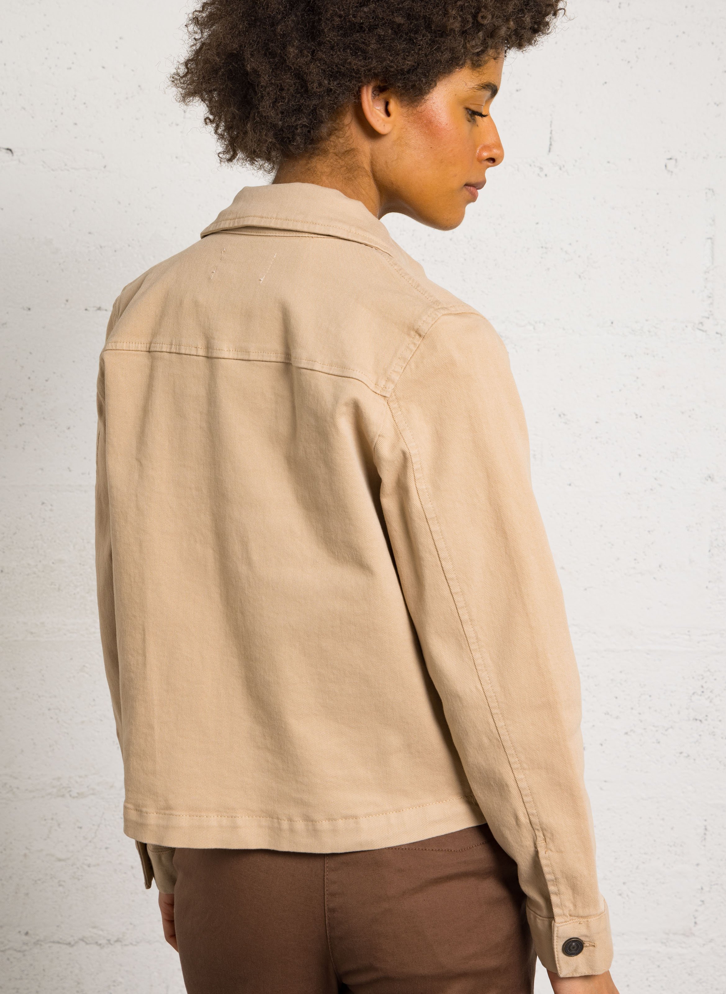 Solid Buttoned Straight Jacket SUD EXPRESS Beige