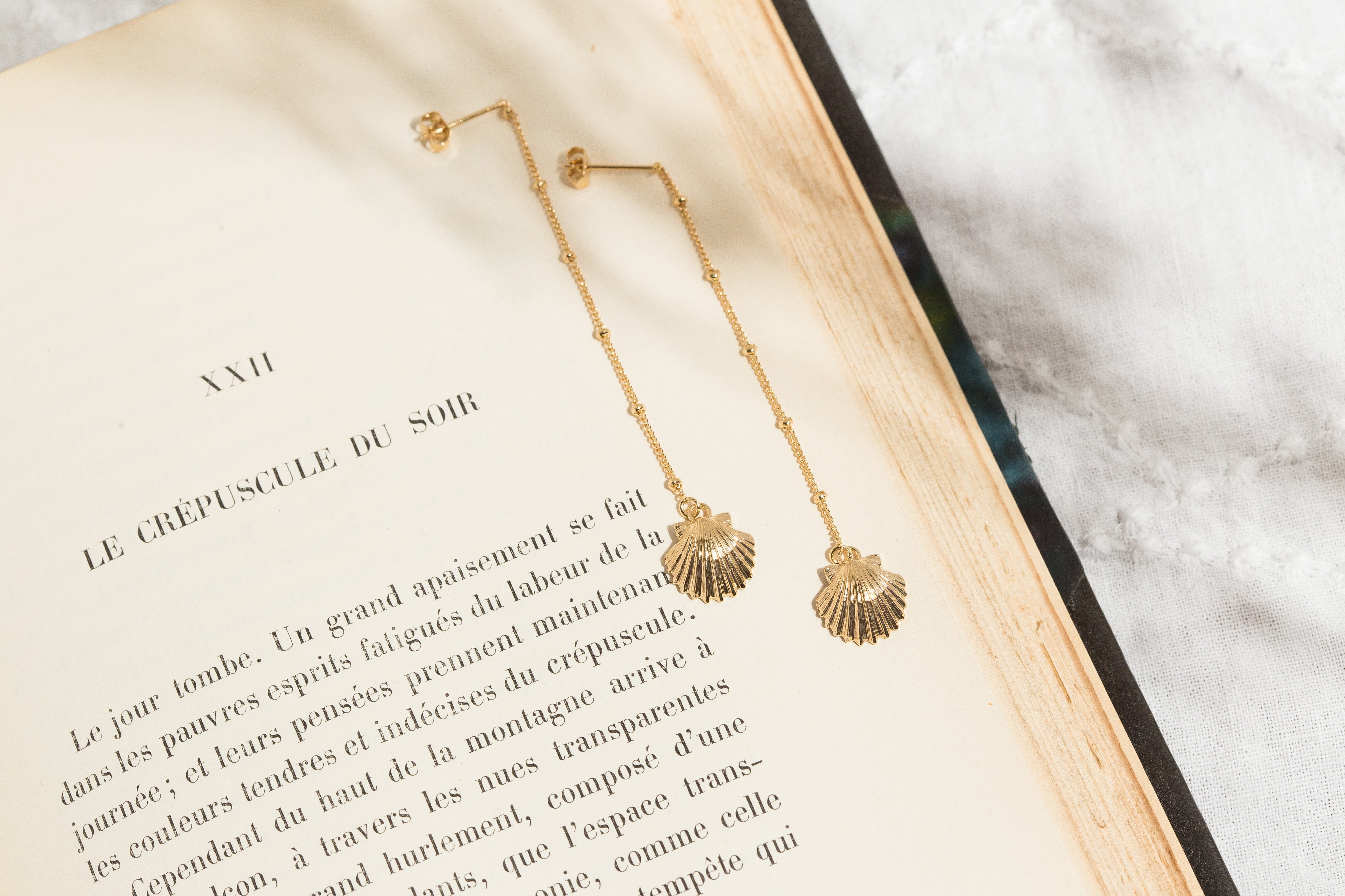 Silver-plated seashell drop earrings MONSIEUR SIMONE Golden