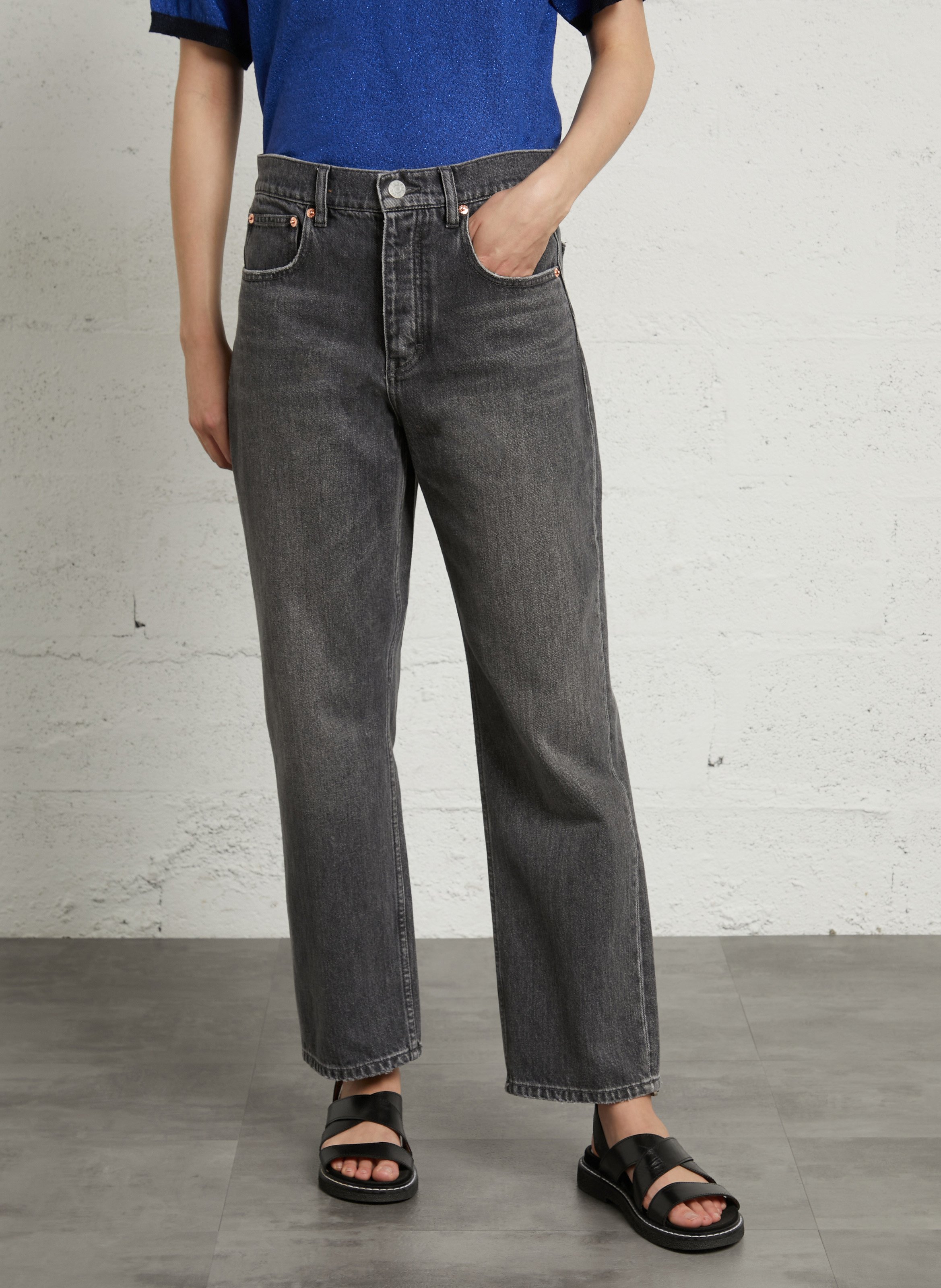 Jean droit en coton LAB DIP Gris