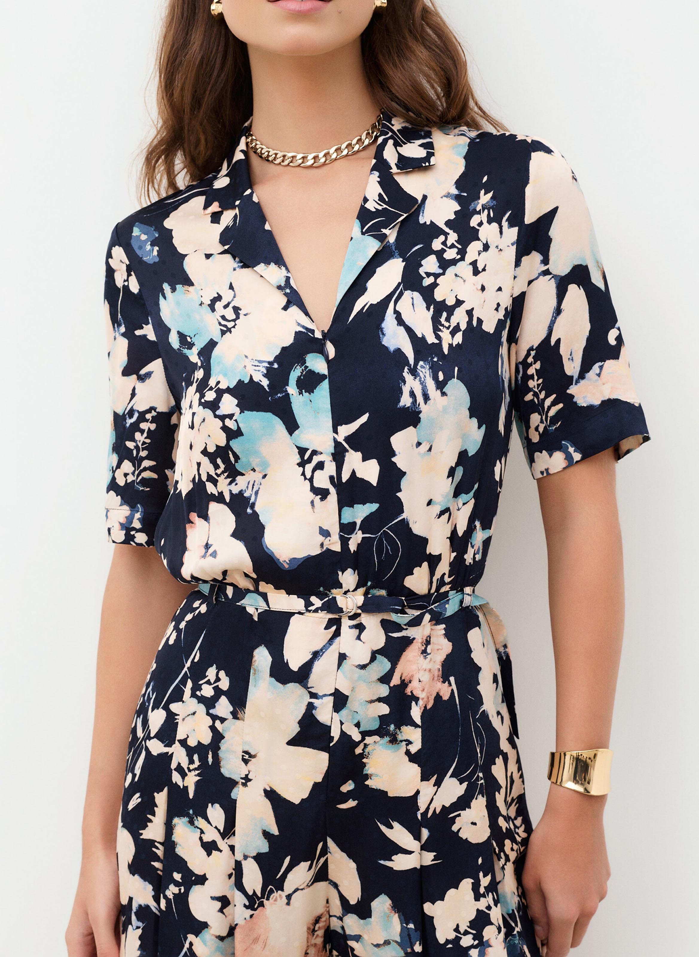 Combinaison large imprimée CAROLL Bleu