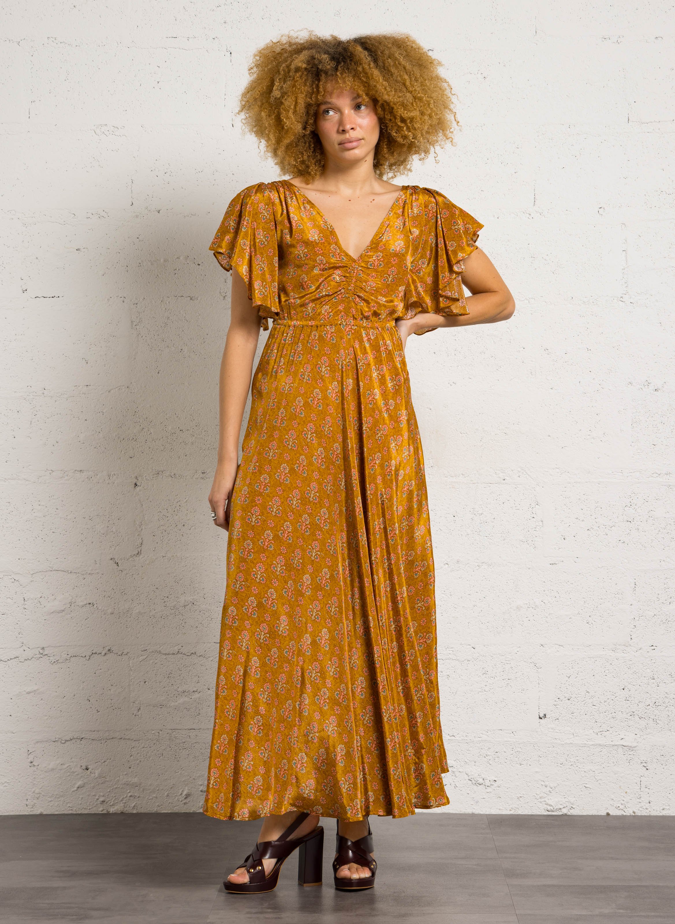 Lange, rechte en soepelvallende jurk Ohio MES DEMOISELLES Oranje