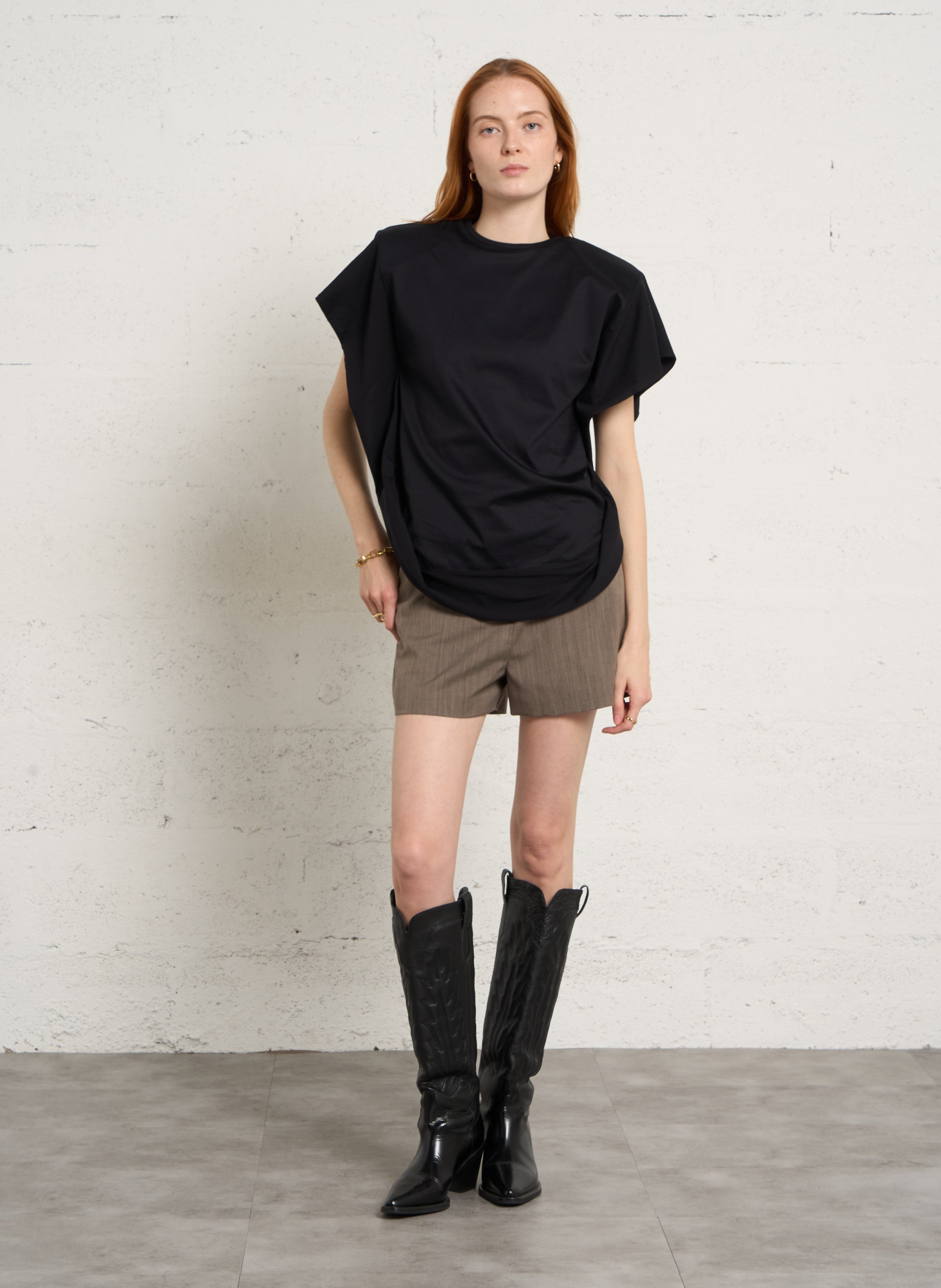 Einfarbiges Langarm-Top mit Rundhalsausschnitt IRO Schwarz